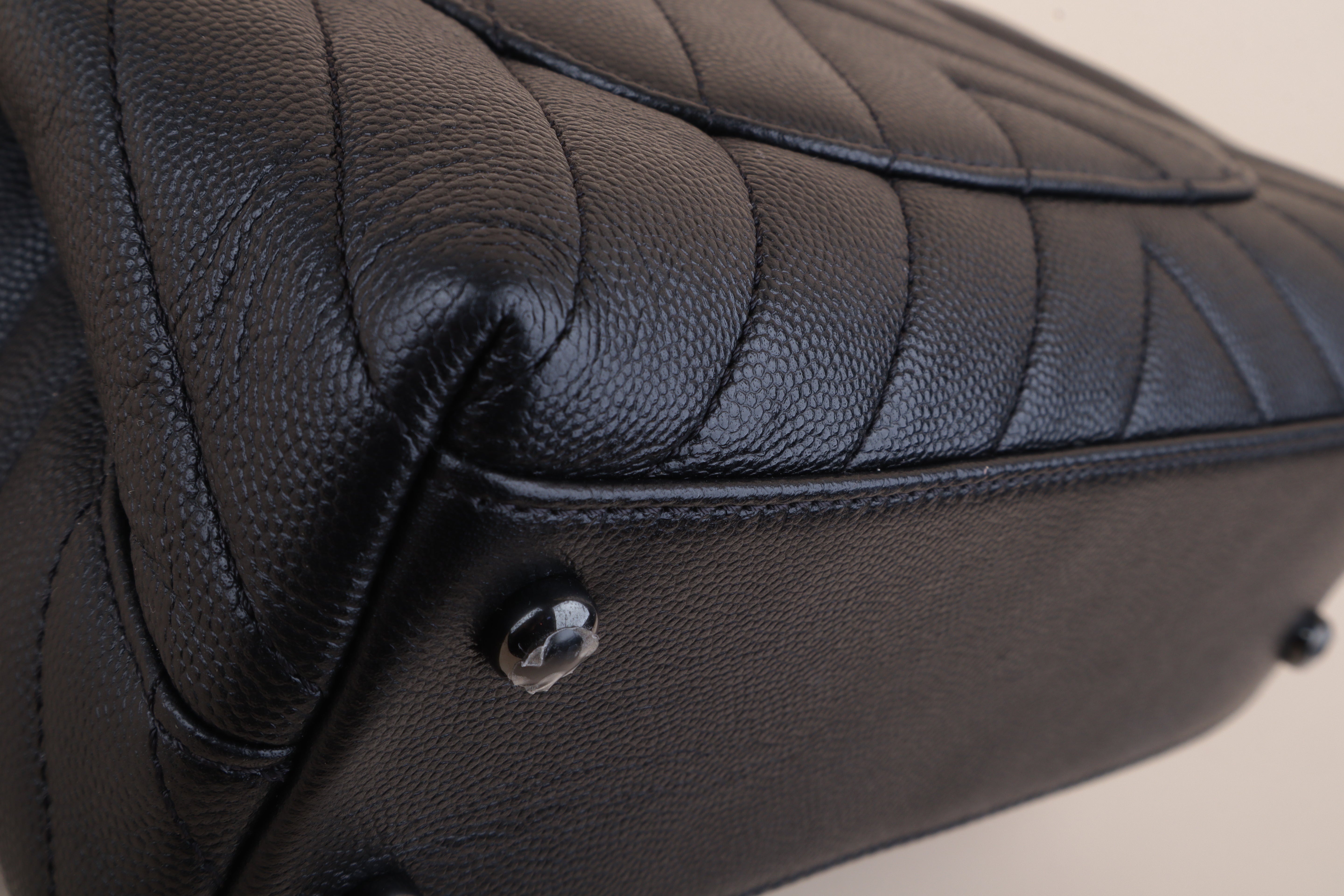 Chanel Black Chevron Mini Coco Handle Bag