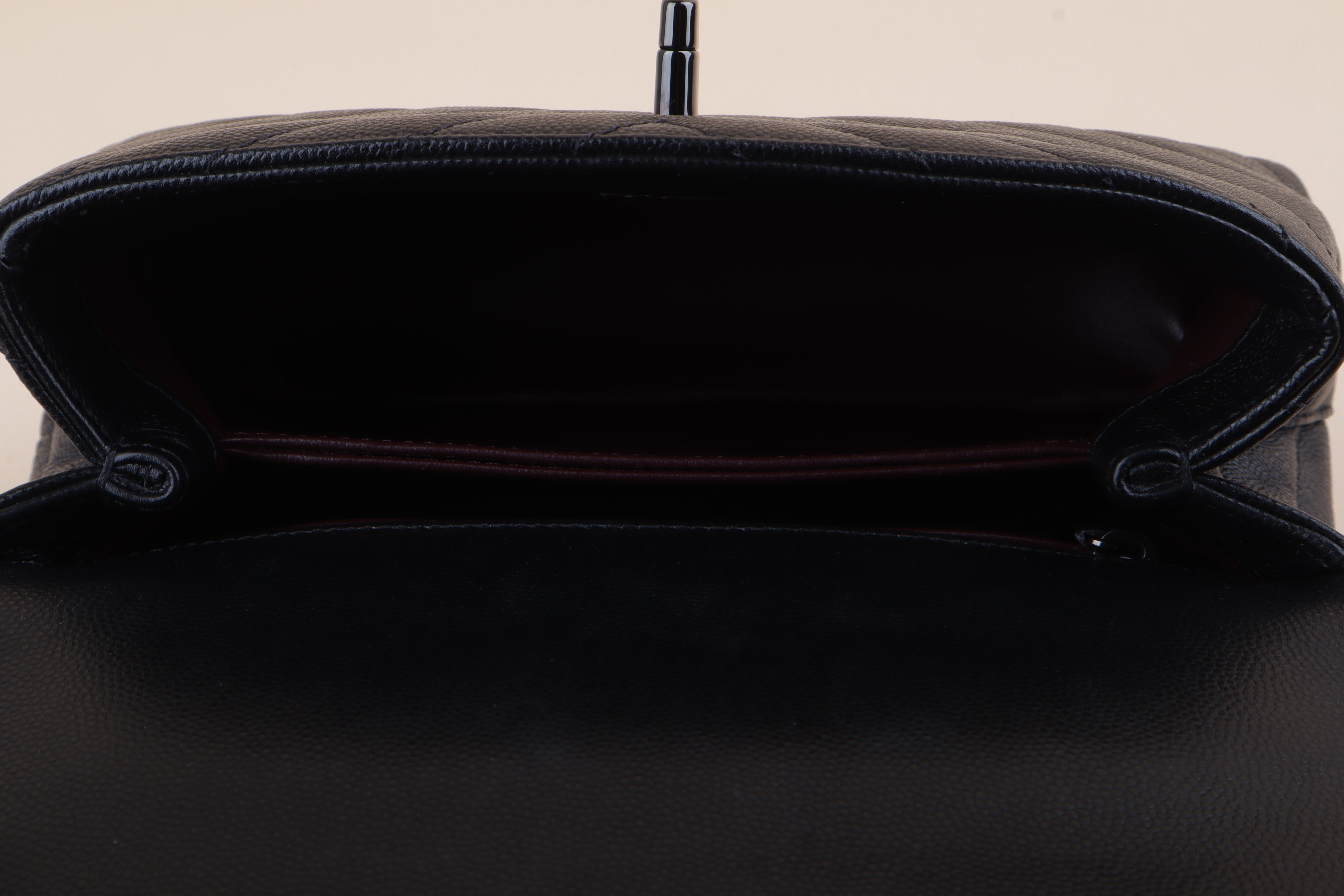 Chanel Black Chevron Mini Coco Handle Bag