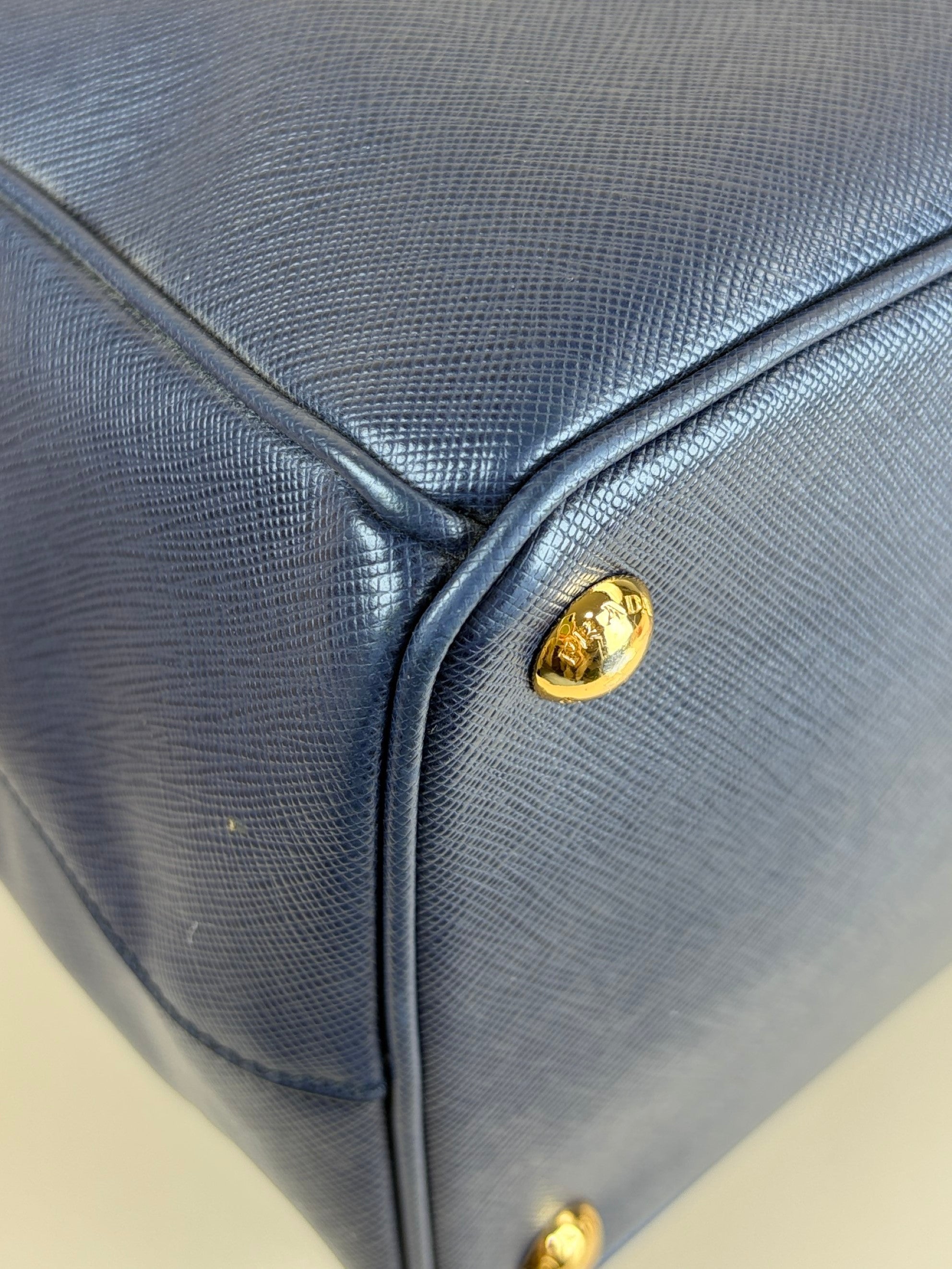 Prada navy blue saffanio leather galleria tote bag