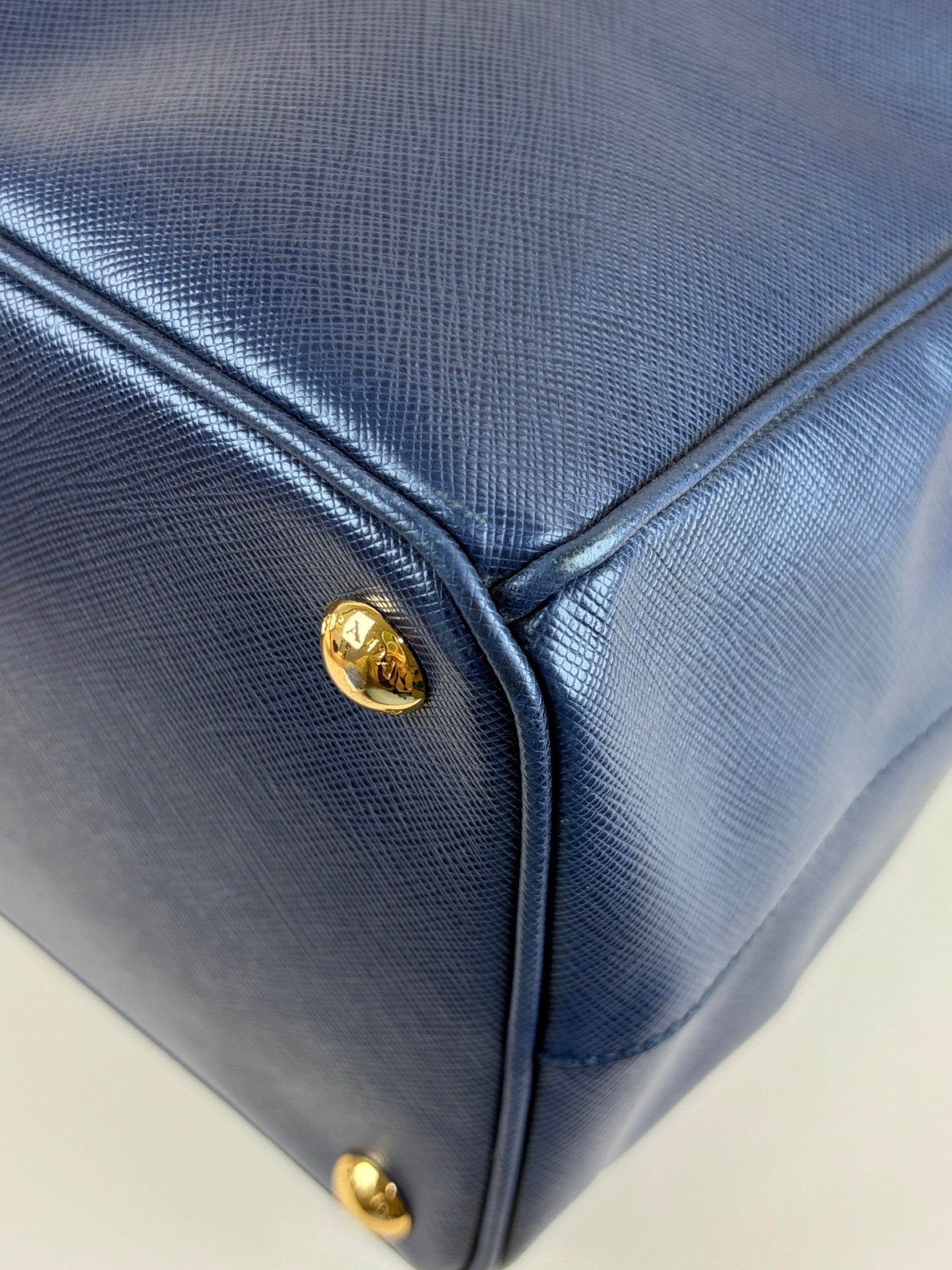 Prada navy blue saffanio leather galleria tote bag