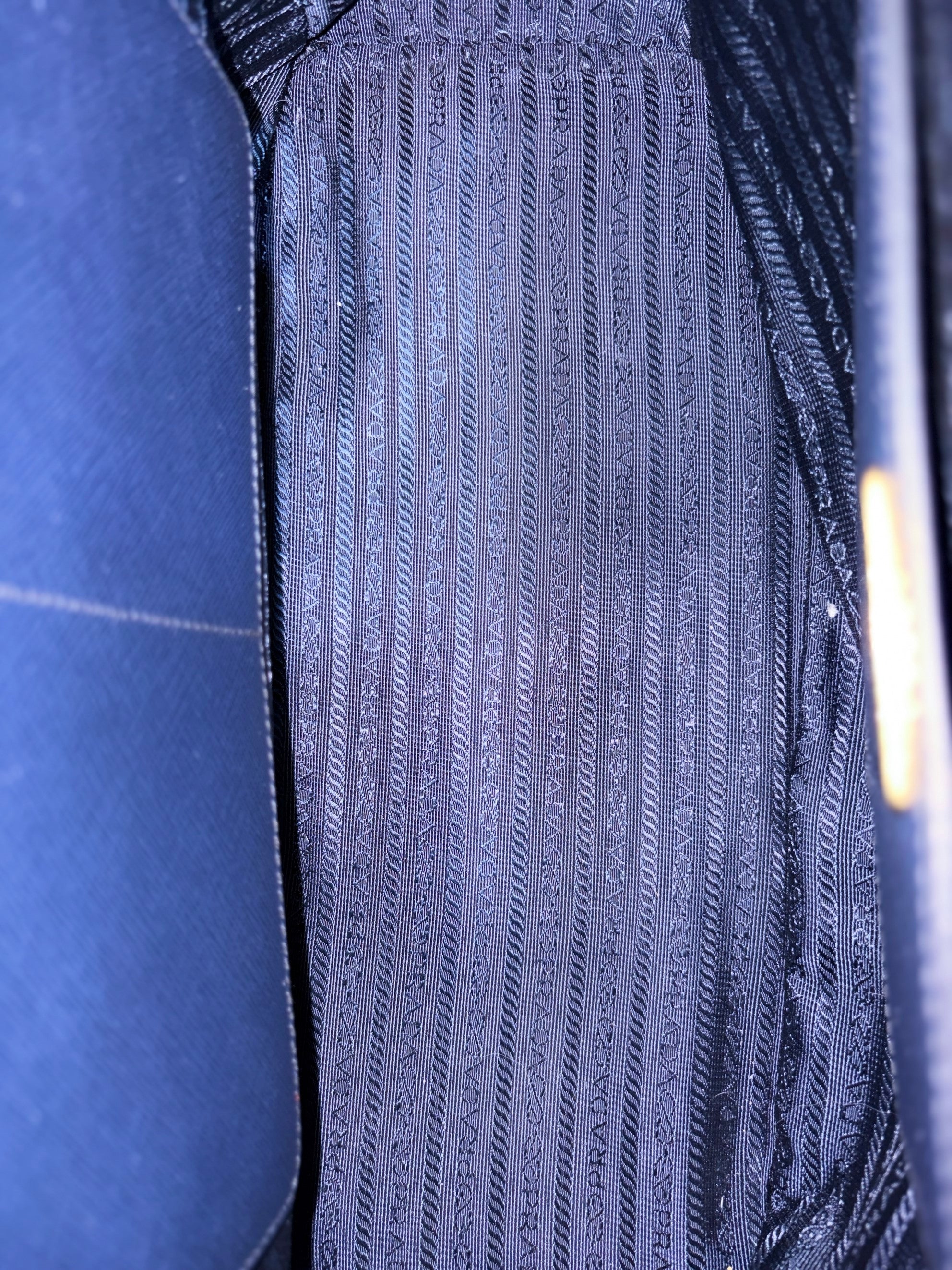 Prada navy blue saffanio leather galleria tote bag