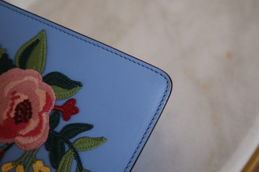 Gucci Blue Sylvie Floral Top Handle Bag