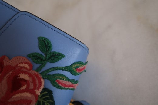 Gucci Blue Sylvie Floral Top Handle Bag