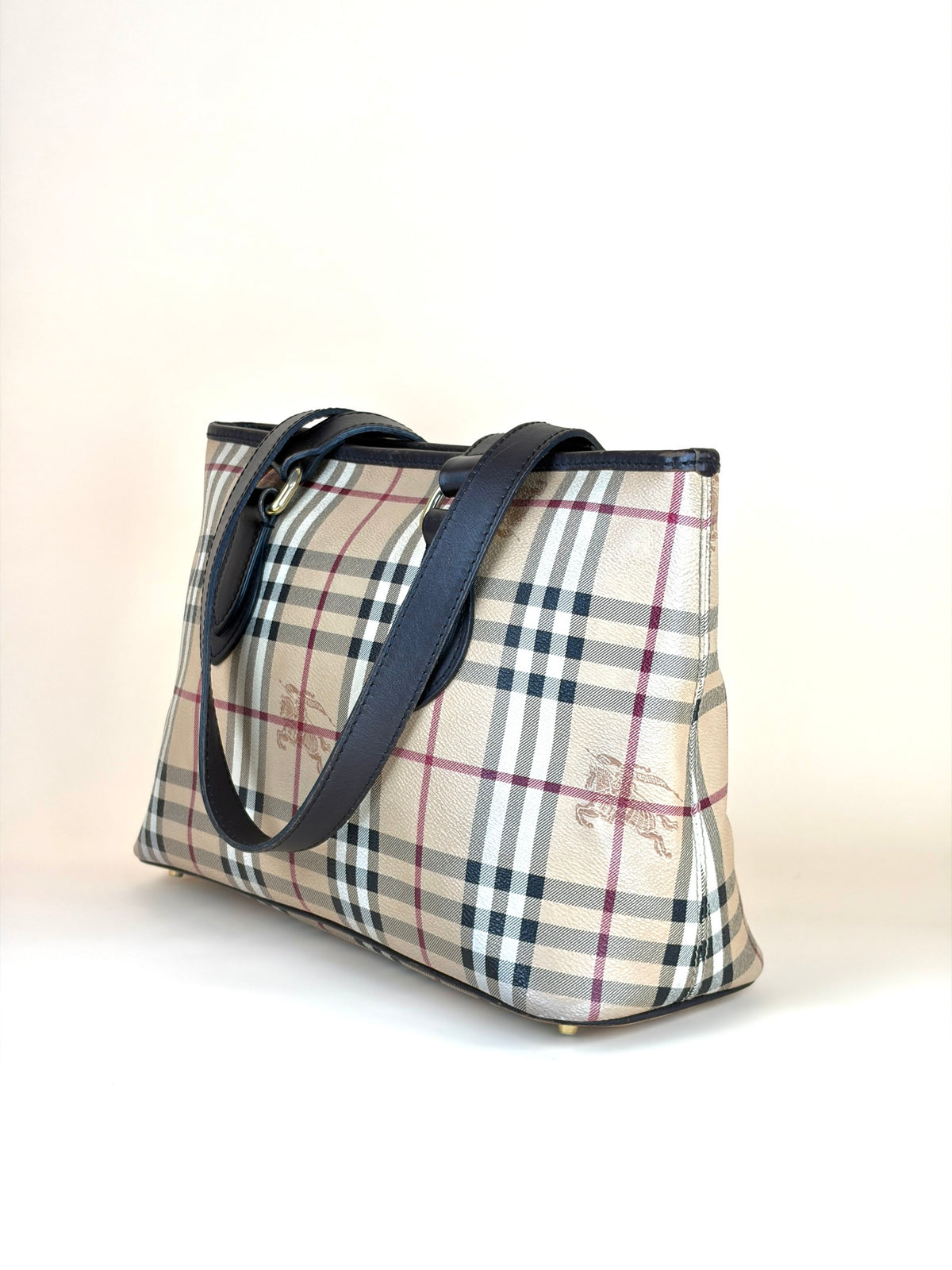 Burberry brown leather haymarket check meduim regent tote bag