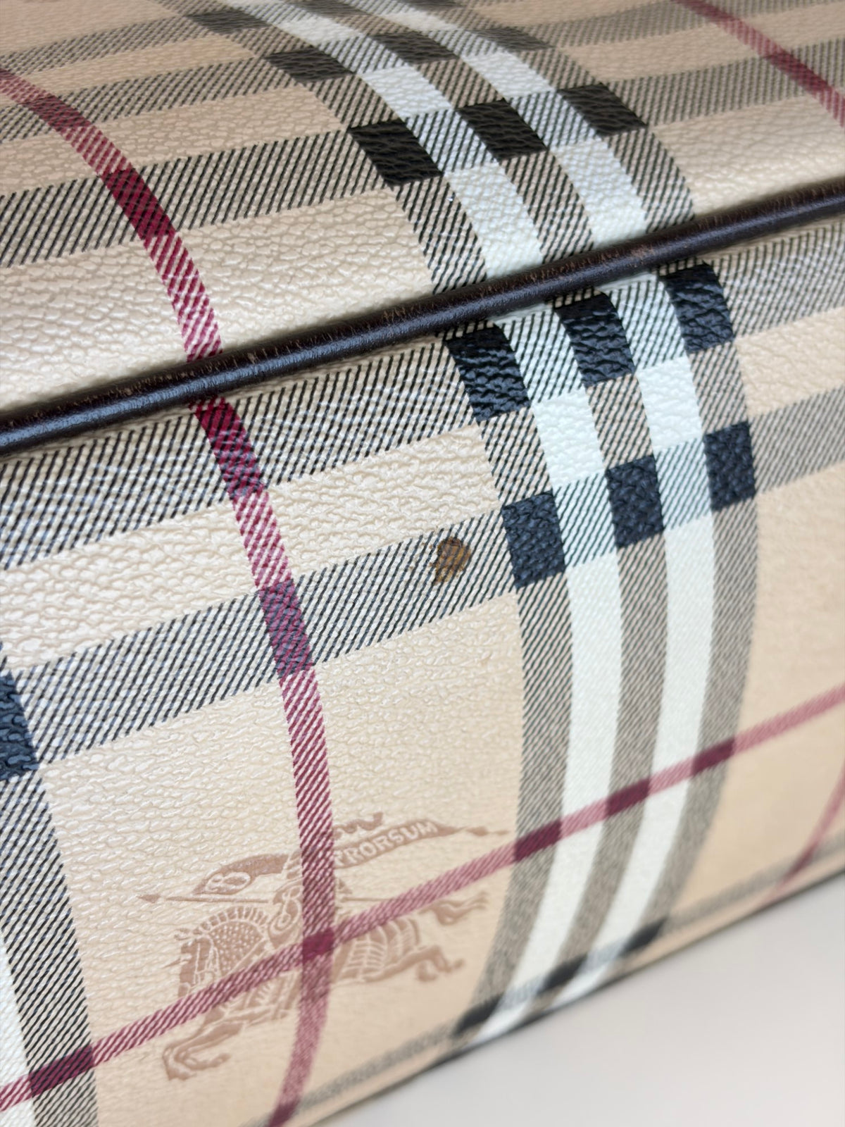 Burberry brown leather haymarket check meduim regent tote bag