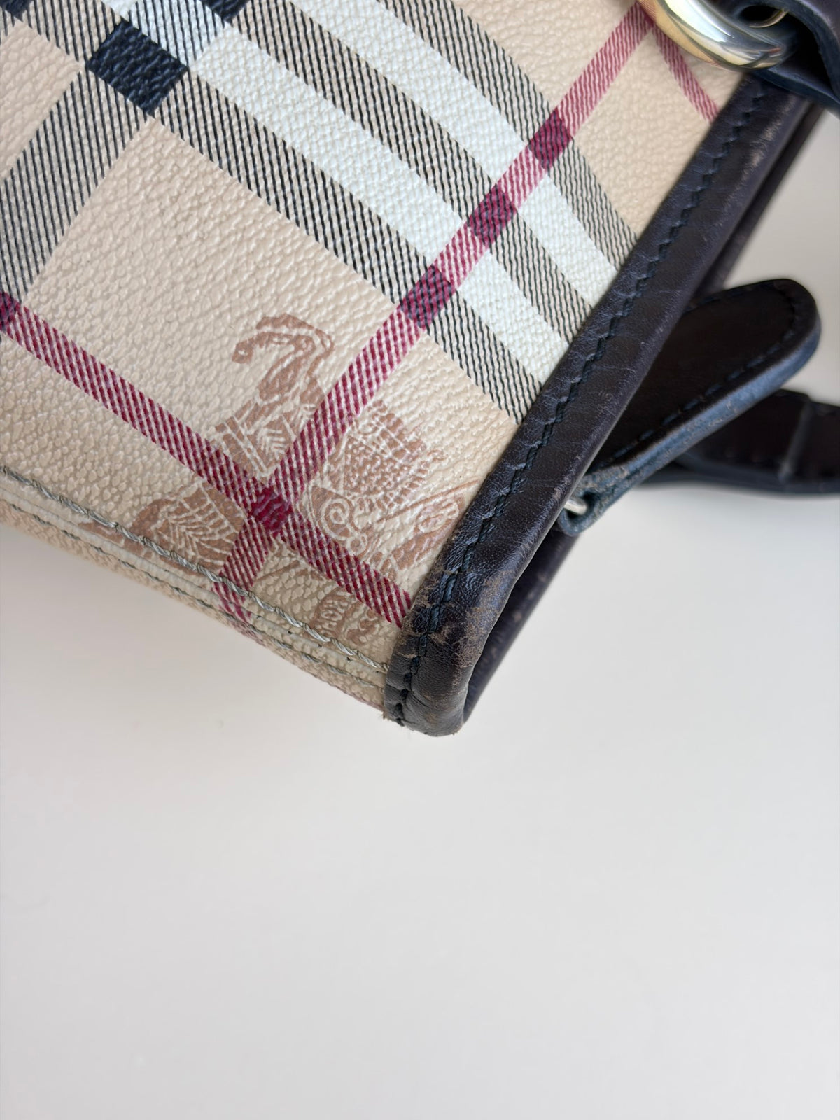 Burberry brown leather haymarket check meduim regent tote bag