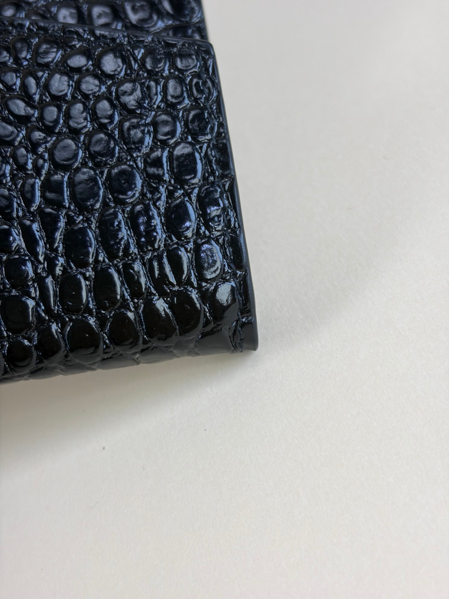 YSL Black Crocodile Embossed Shiny Uptown Pouch