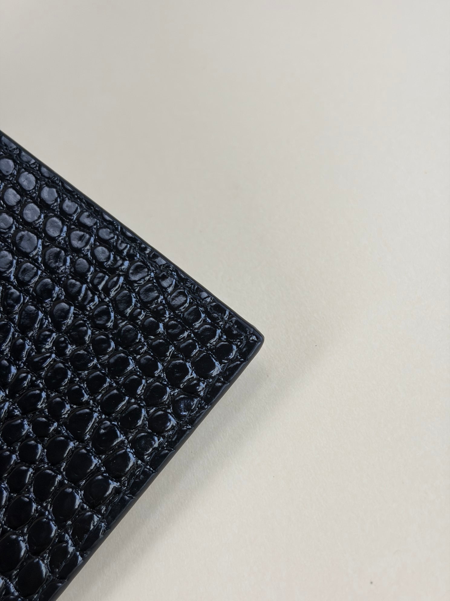 YSL Black Crocodile Embossed Shiny Uptown Pouch