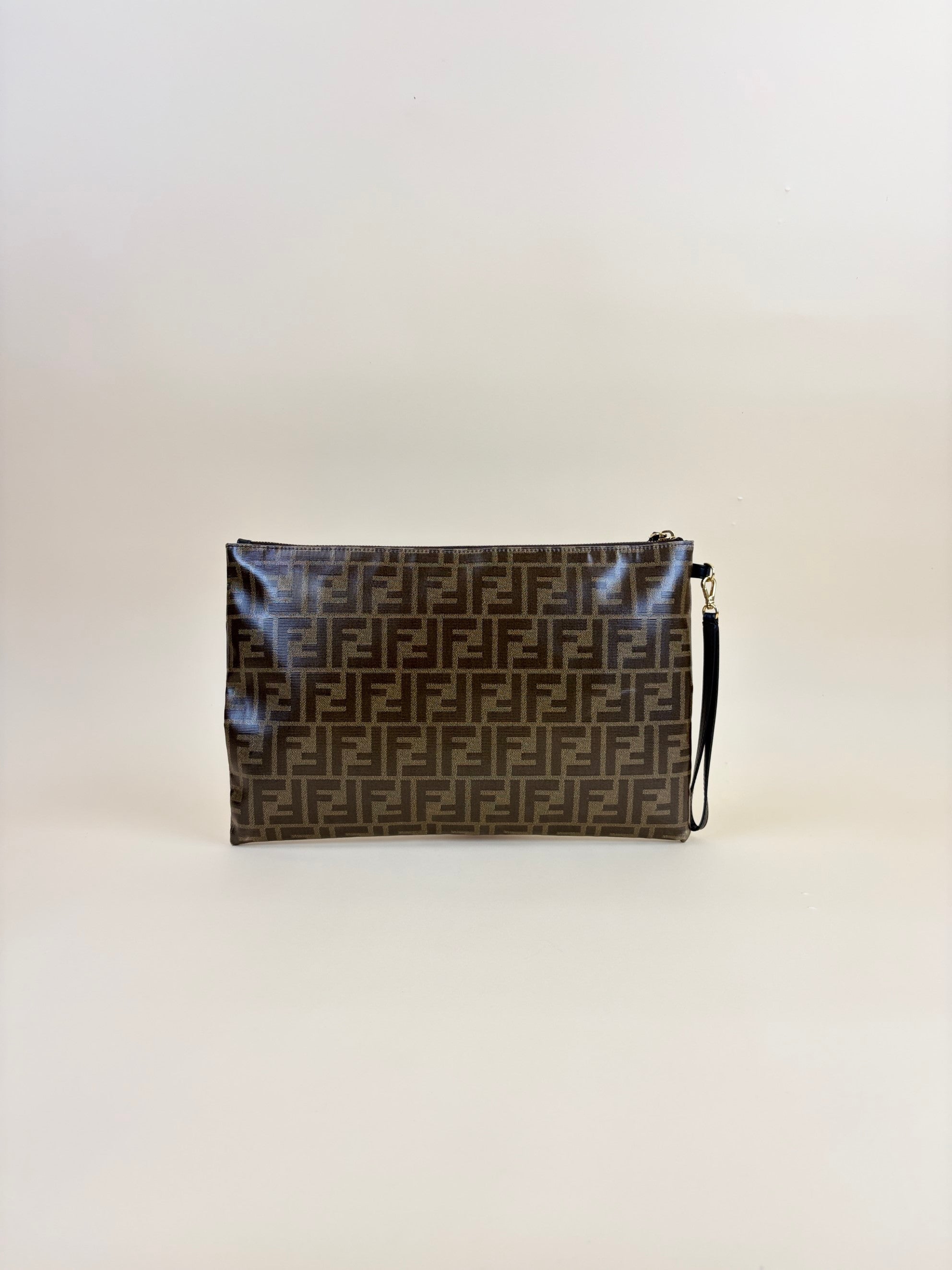 Fendi Brown FF Zip Flat Pouch