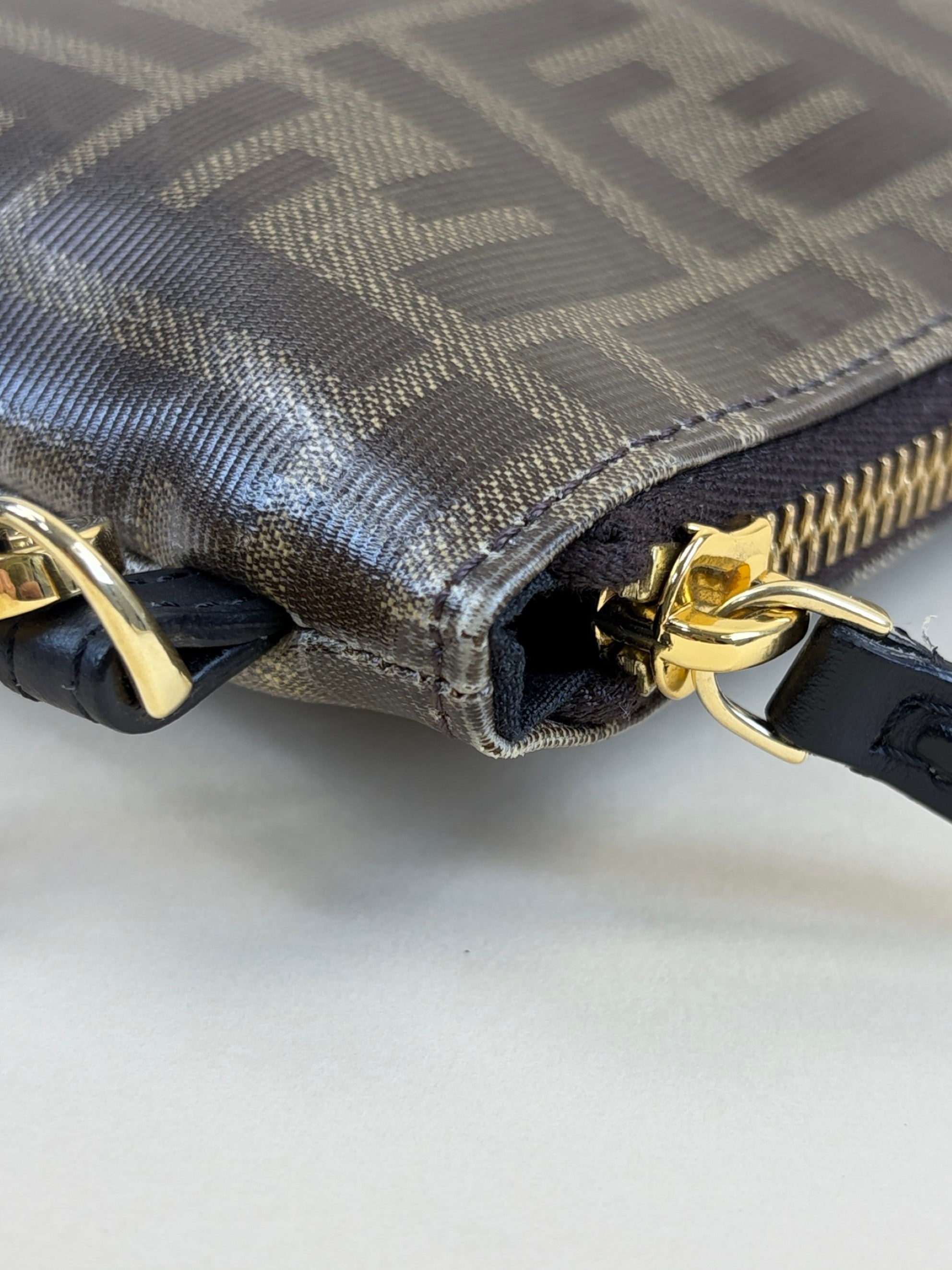 Fendi Brown FF Zip Flat Pouch