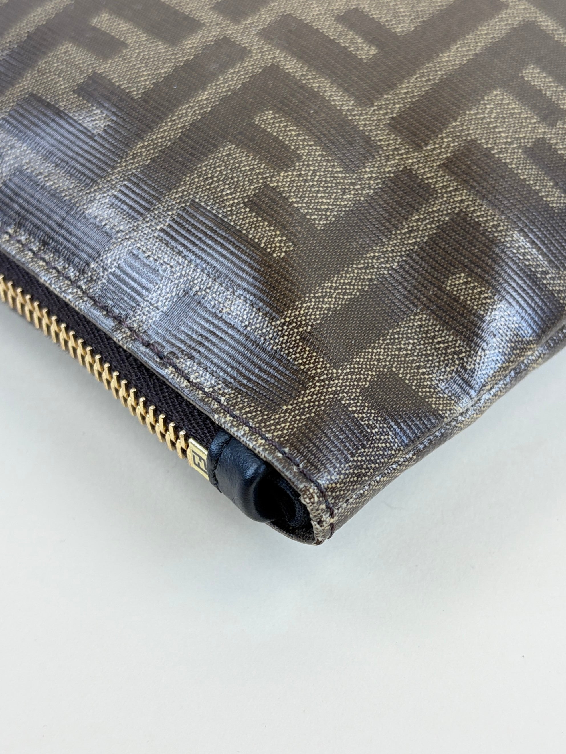 Fendi Brown FF Zip Flat Pouch