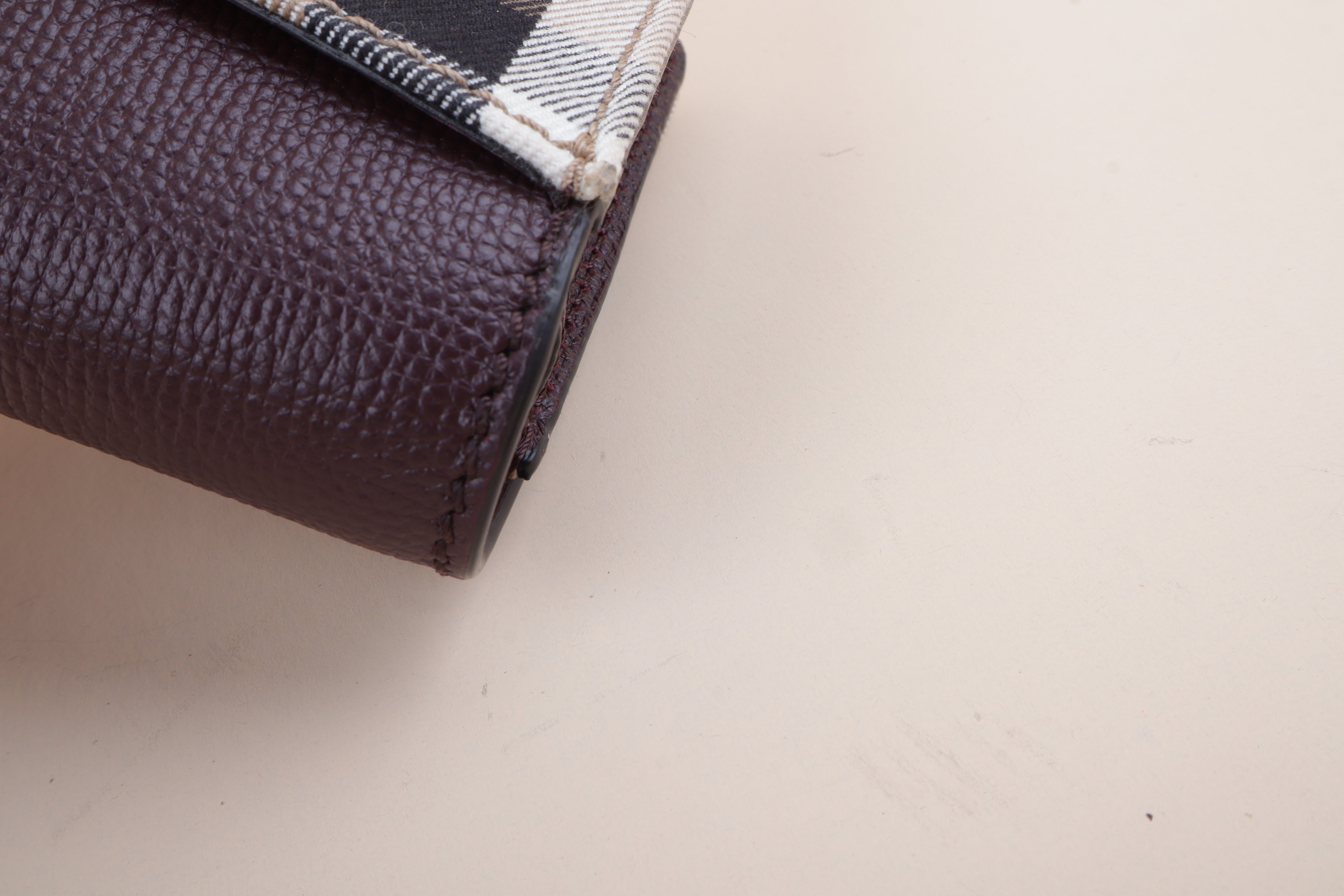 Burberry Burgundy House Check Pebbled Hampshire Crossbody Bag