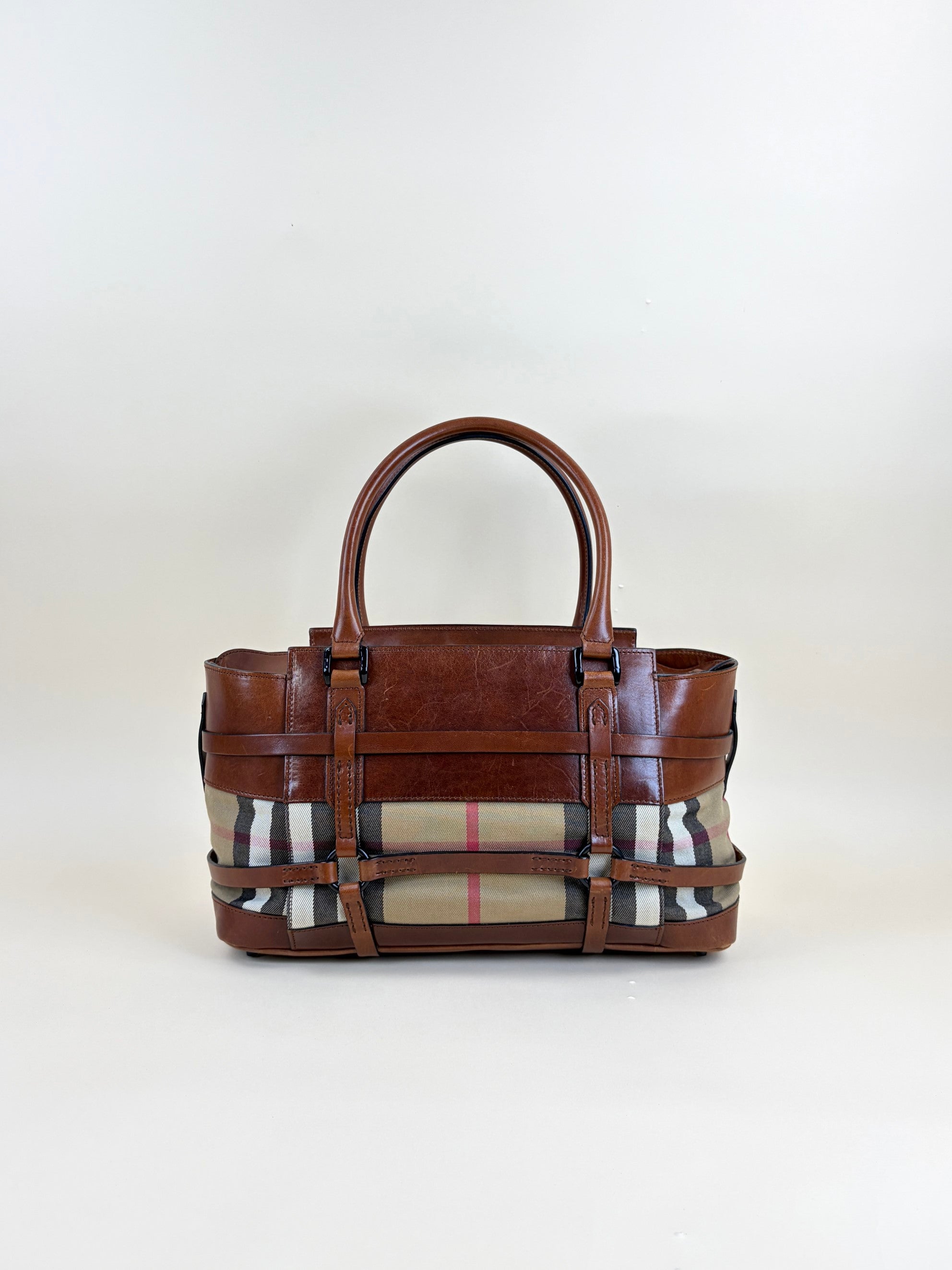 Burberry Brown Bridle House Check Tote Bag