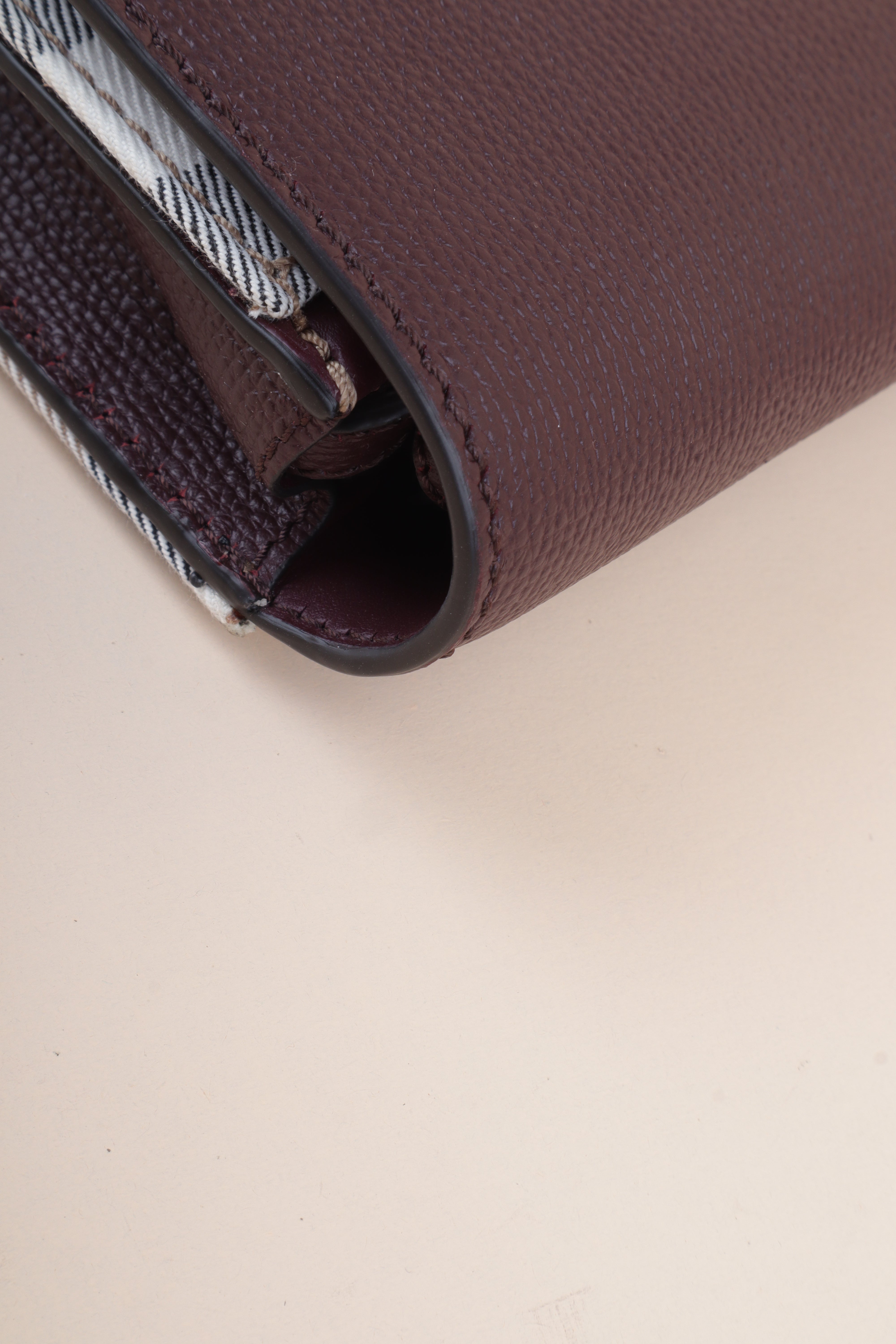 Burberry Burgundy House Check Pebbled Hampshire Crossbody Bag