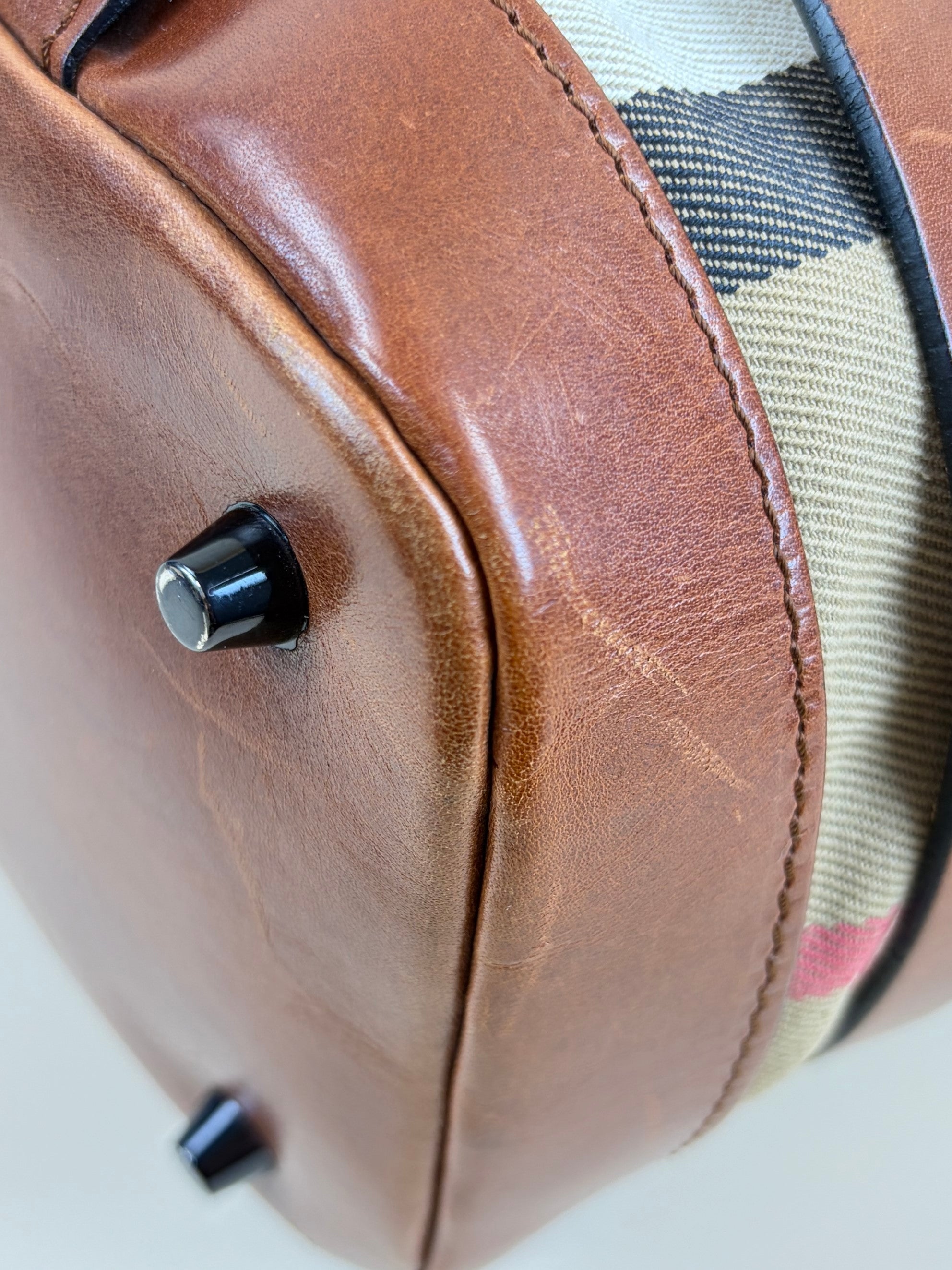 Burberry Brown Bridle House Check Tote Bag
