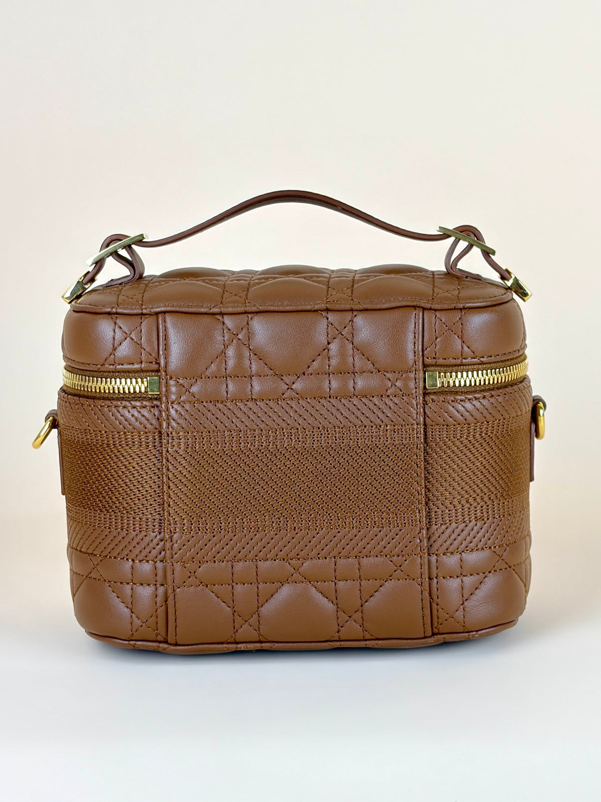DIOR congnac lambskin cannage small dior travel vanitty case
