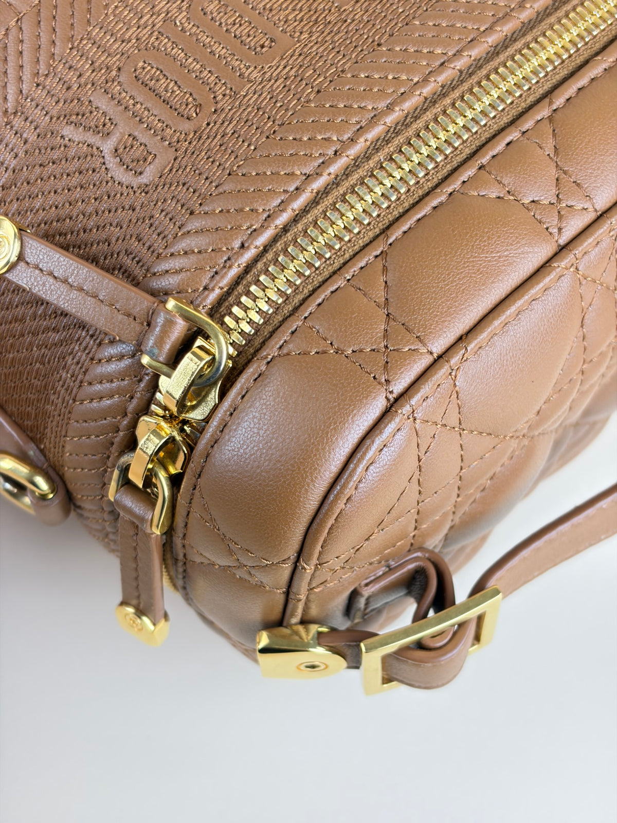 DIOR congnac lambskin cannage small dior travel vanitty case