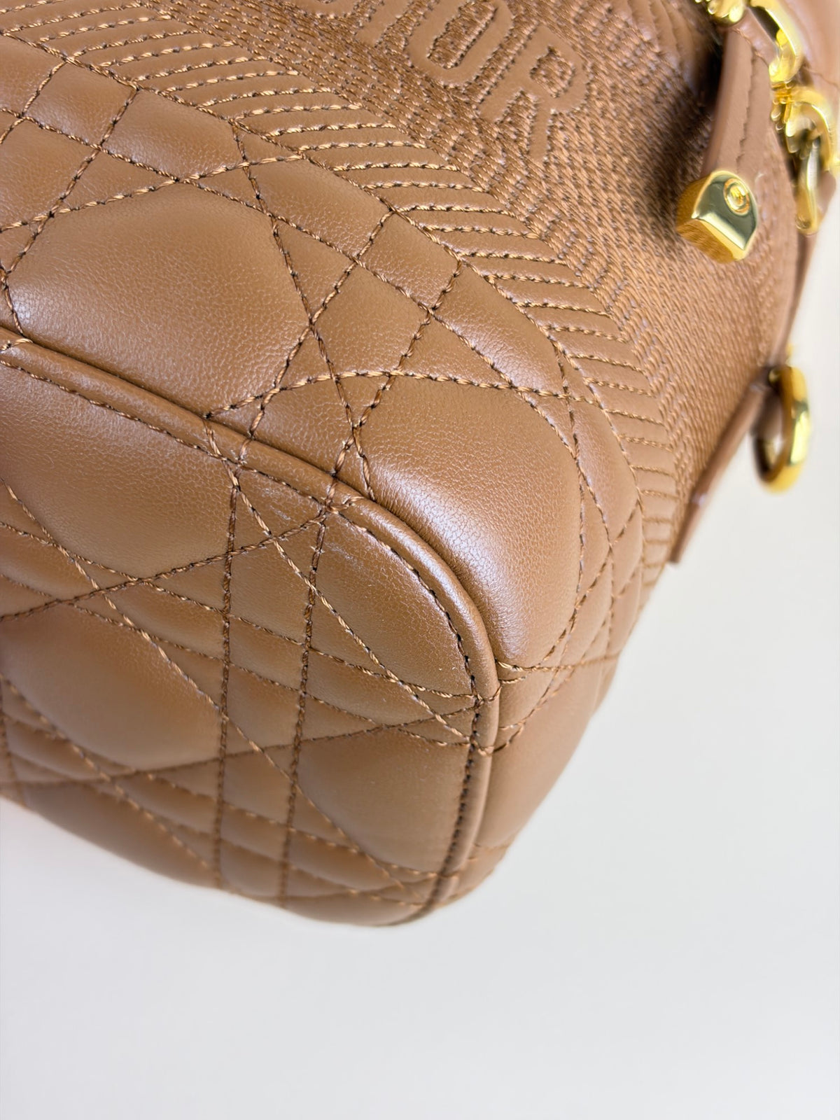 DIOR congnac lambskin cannage small dior travel vanitty case