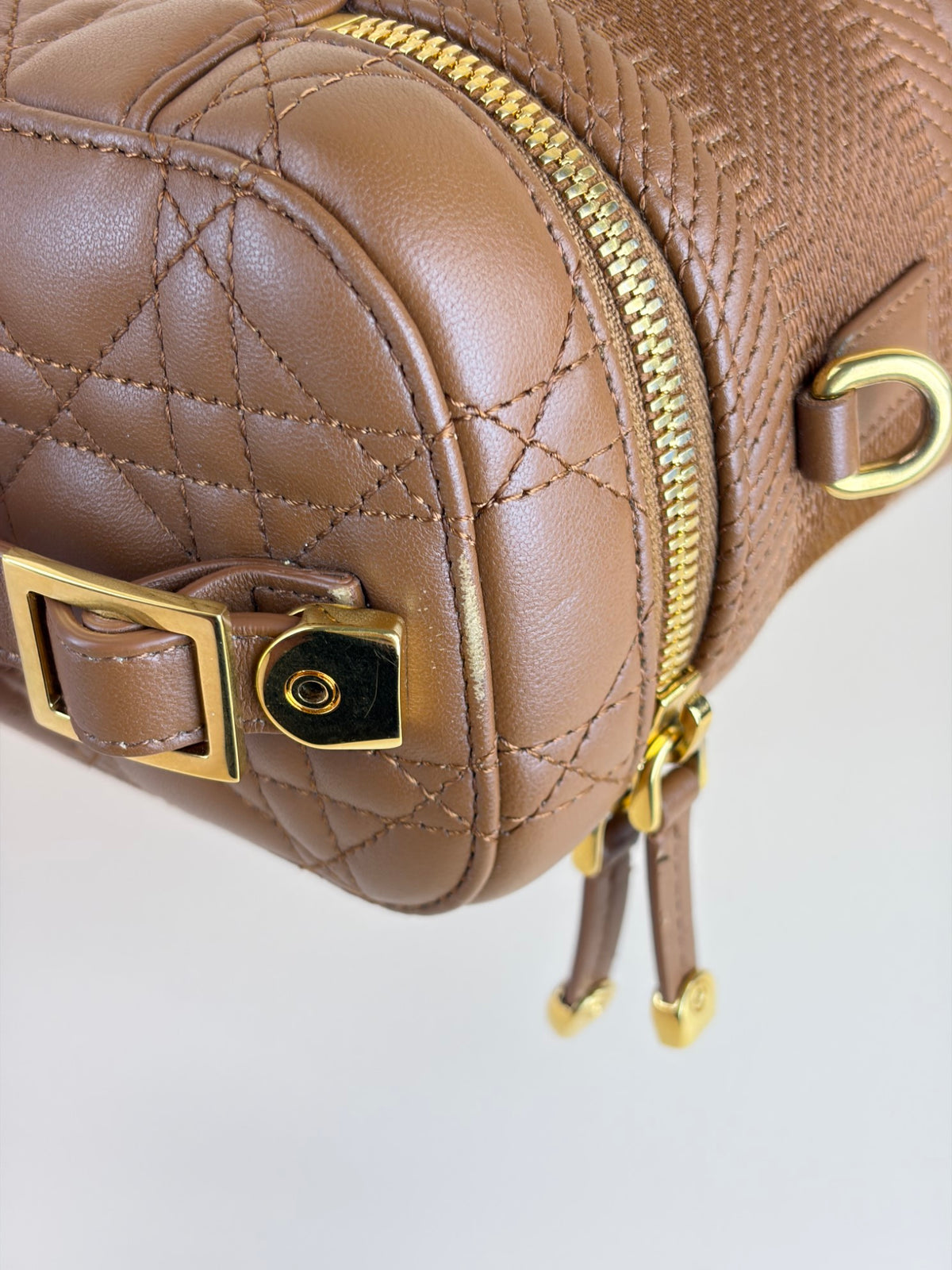 DIOR congnac lambskin cannage small dior travel vanitty case