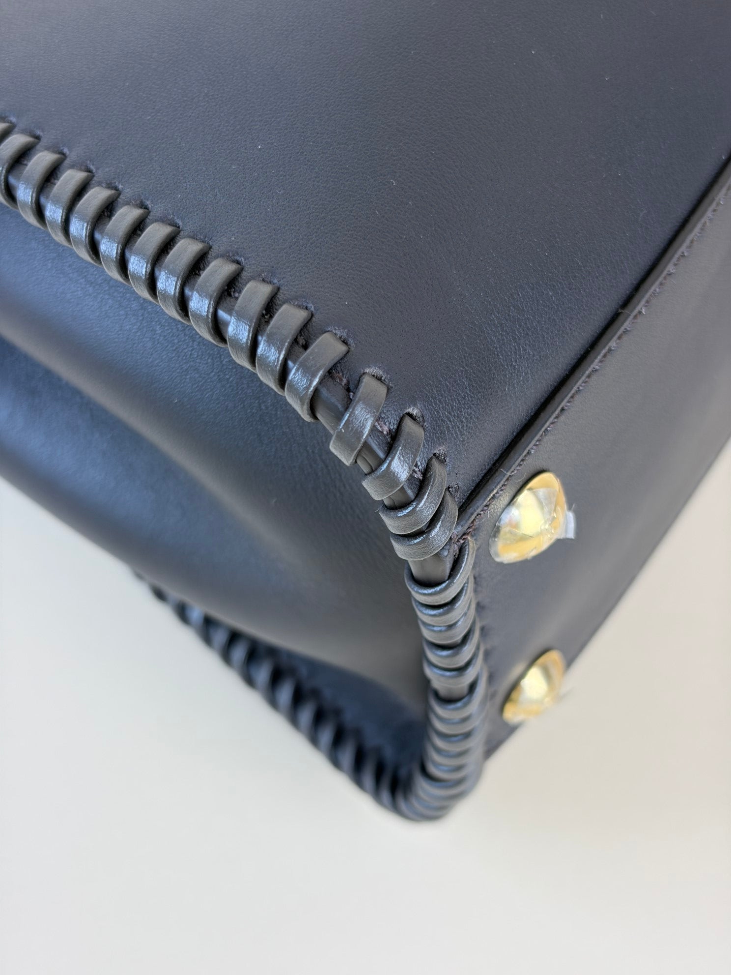 Fendi dark brown leather with threading peekaboo mini