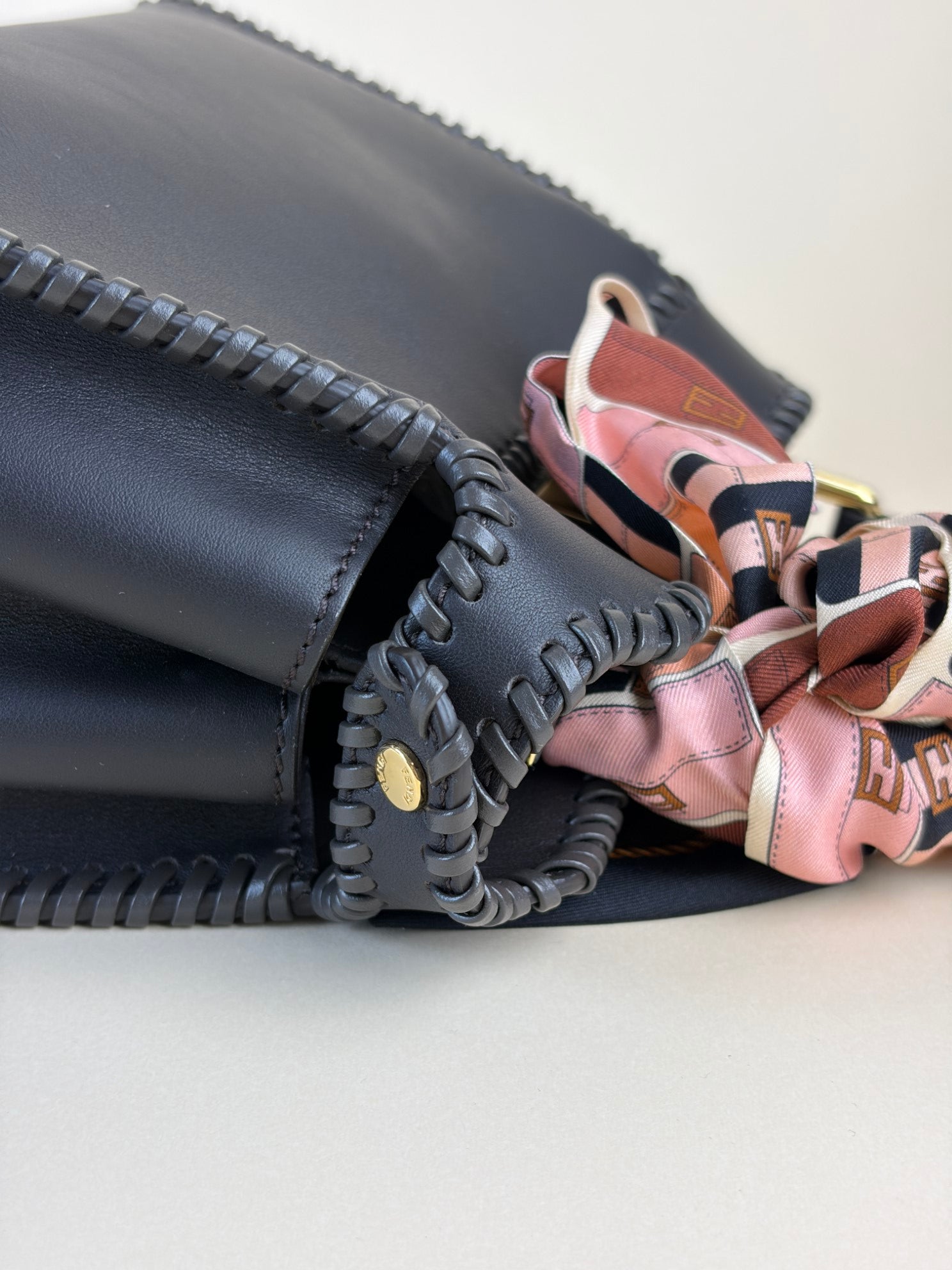 Fendi dark brown leather with threading peekaboo mini