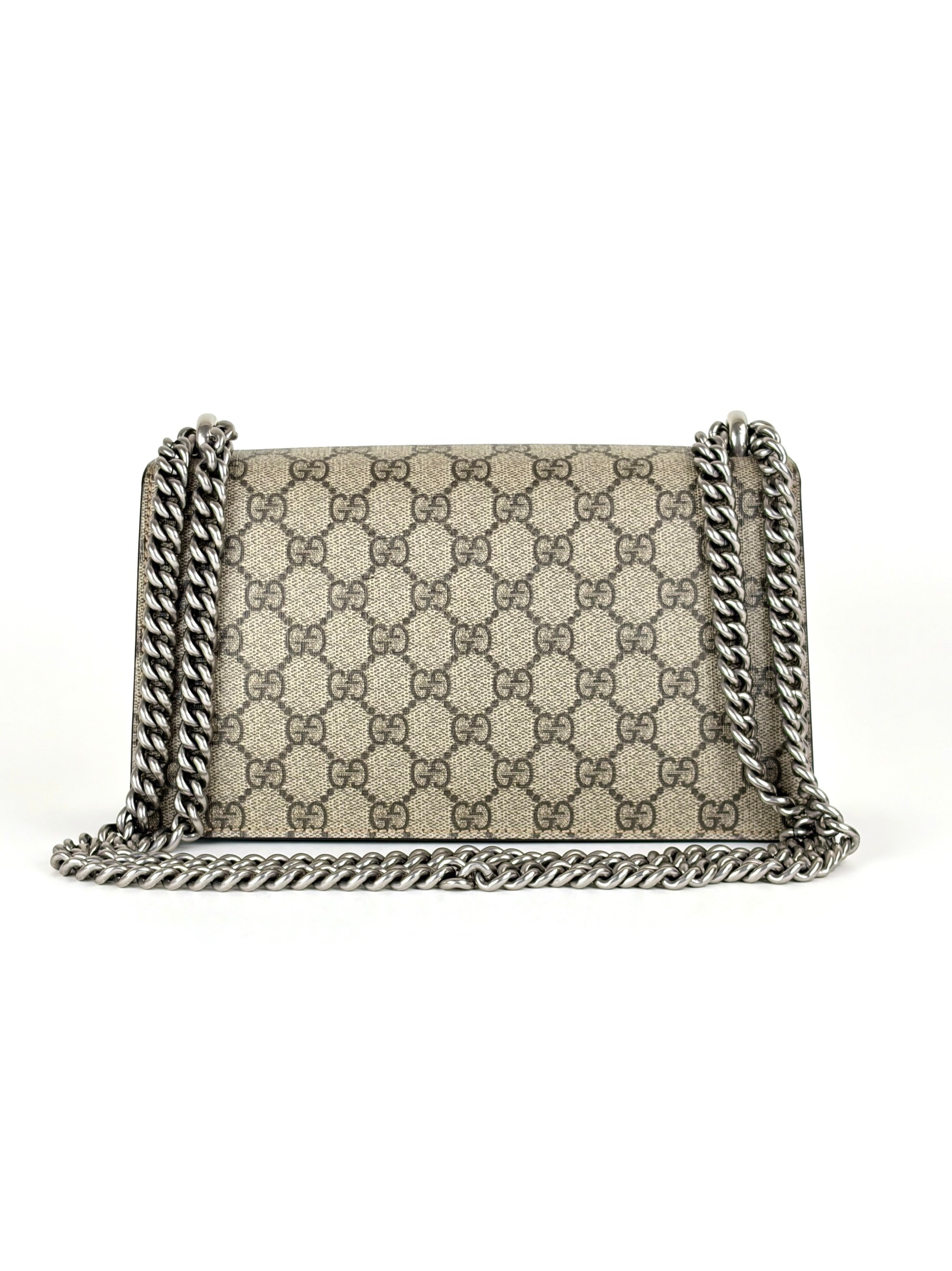 Gucci black GG Supreme monogram crystal small Dionysus