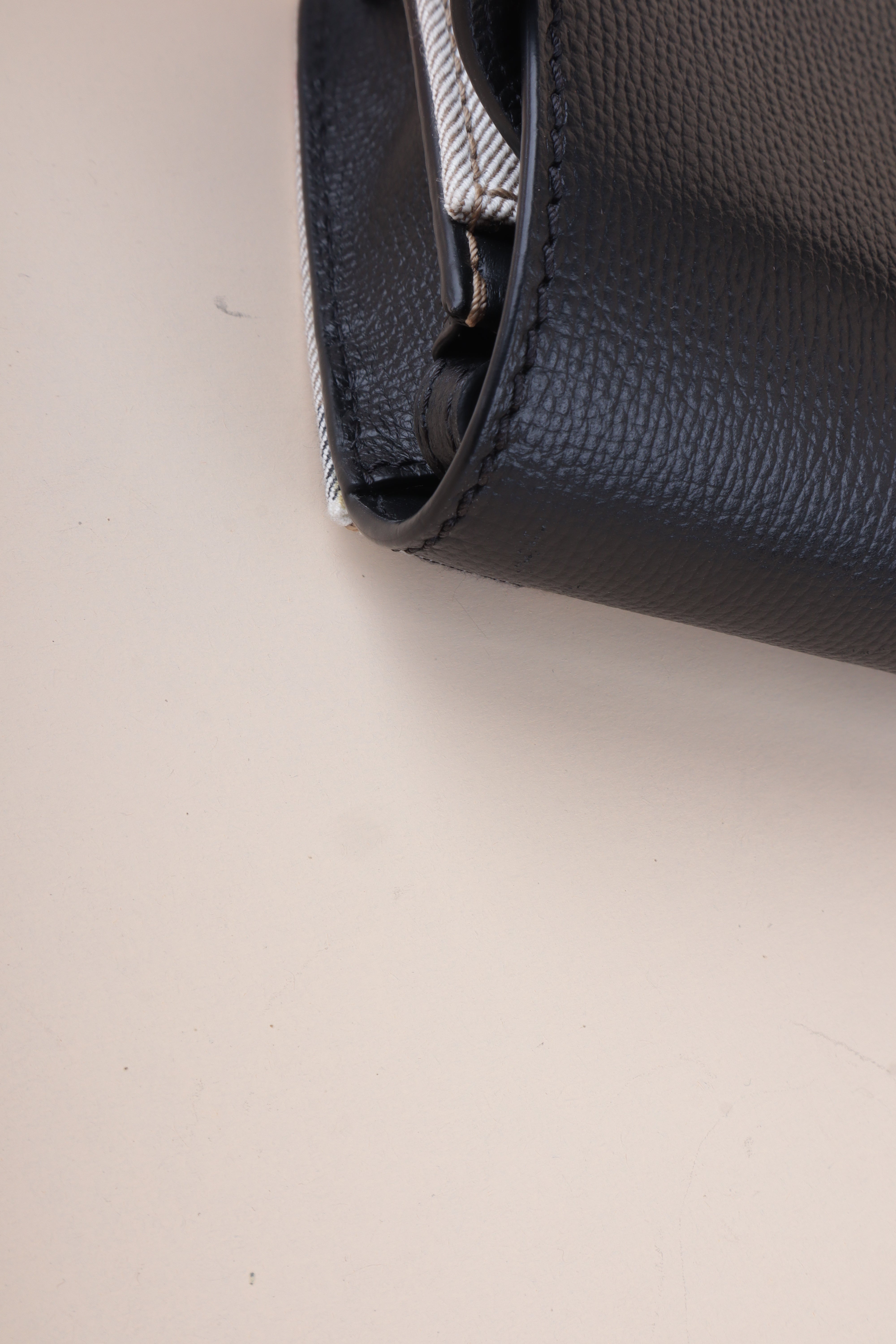 Burberry Black Leather House Check Canvas Derby Crossbody Bag