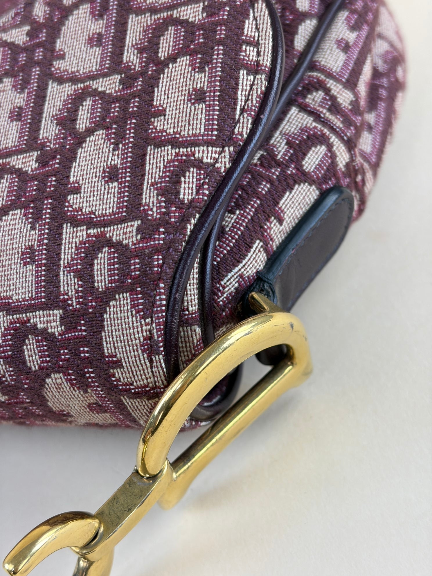 Christian Dior medium saddle burgundy oblique