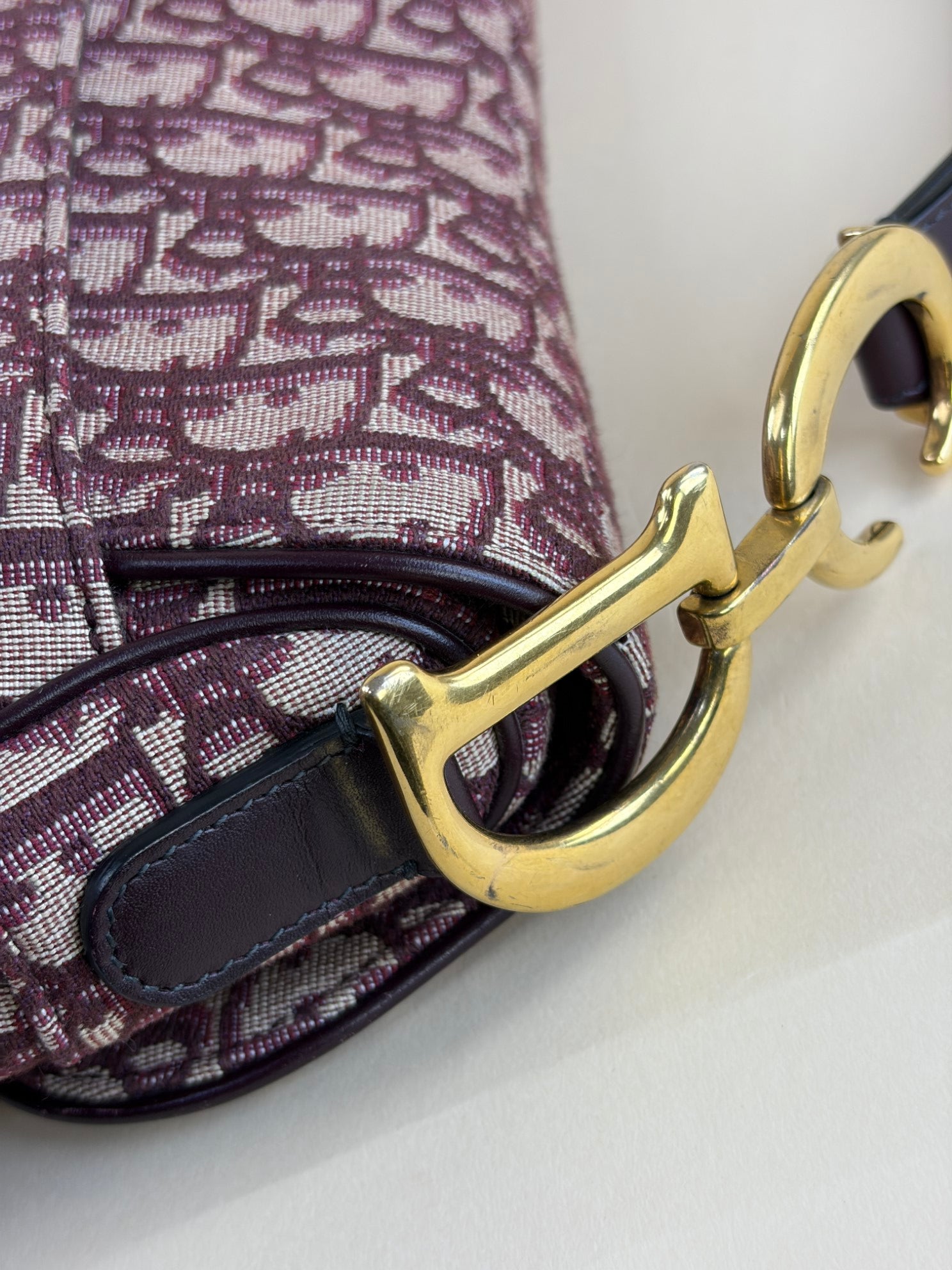 Christian Dior medium saddle burgundy oblique