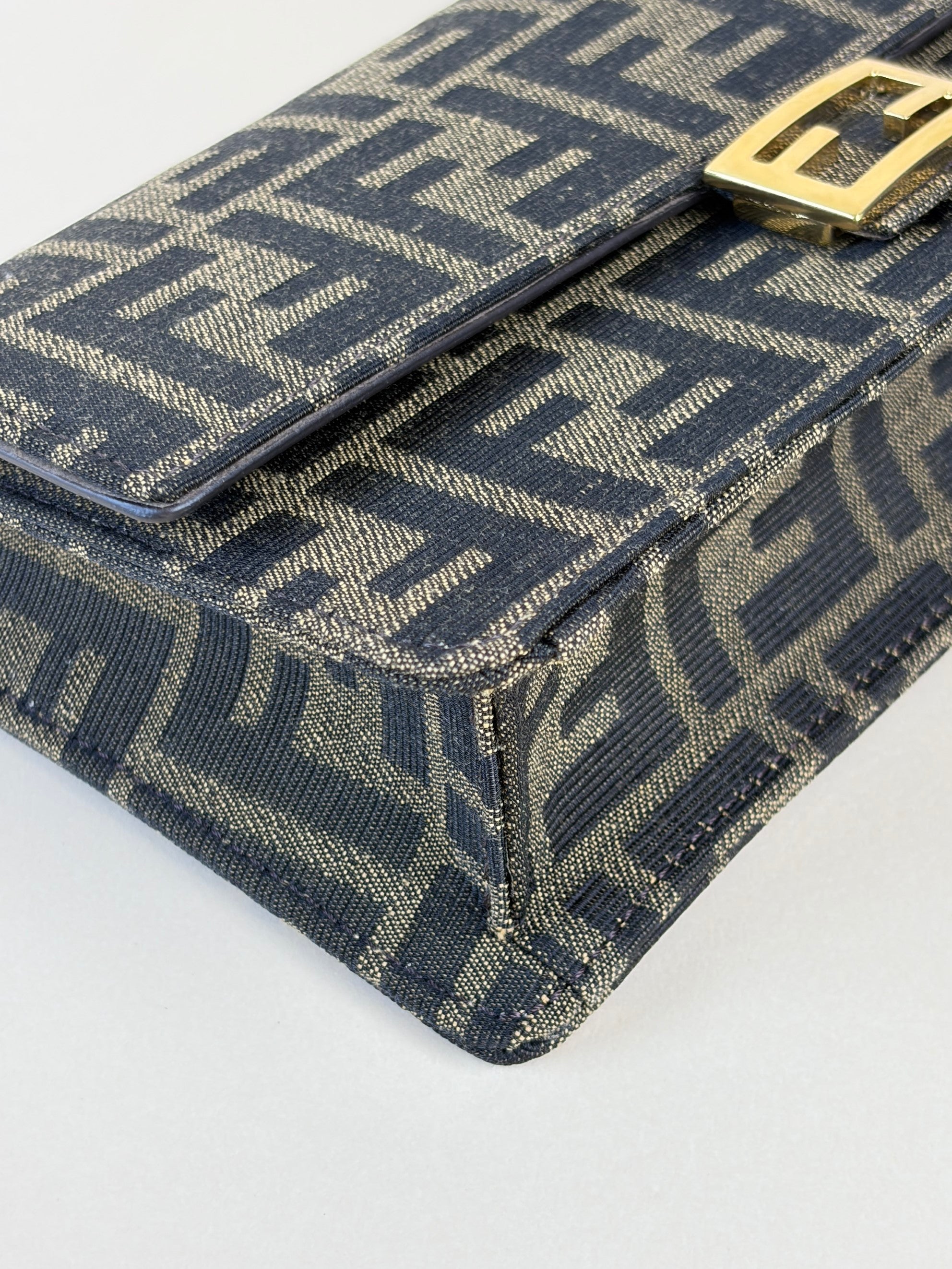 Fendi brown ff fabric wallet on chain baguette