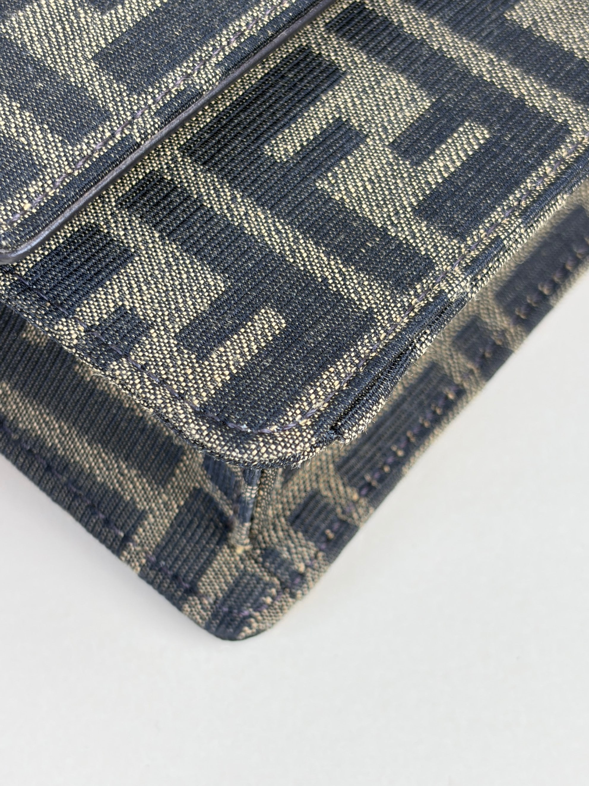 Fendi brown ff fabric wallet on chain baguette