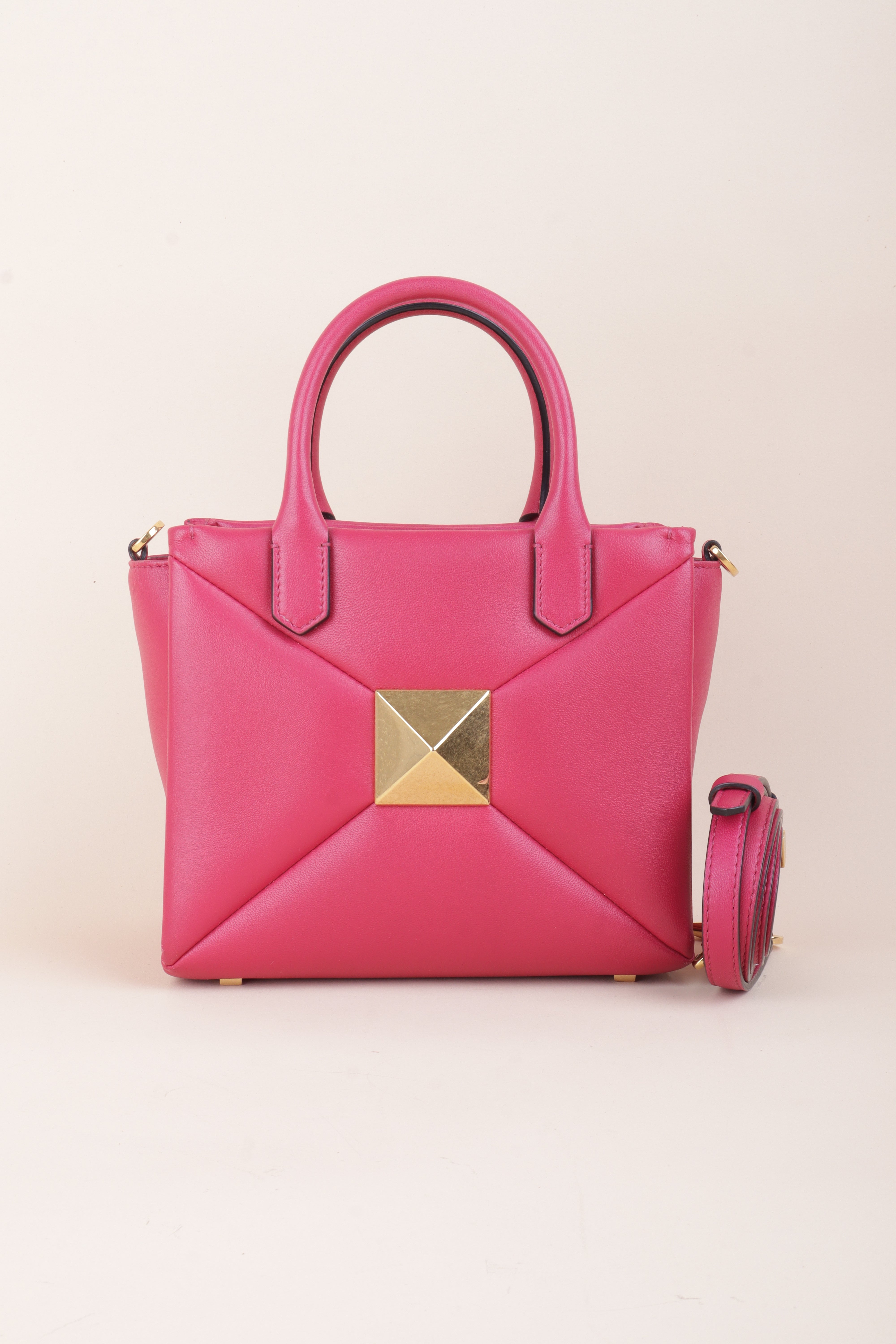 Valentino pink Lambskin Leather One Stud Crossbody Tote Bag