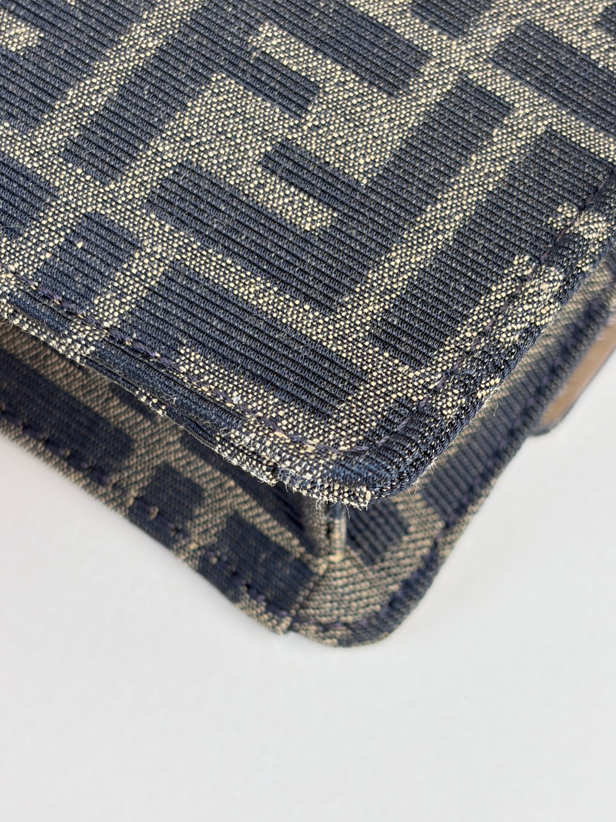 Fendi brown ff fabric wallet on chain baguette