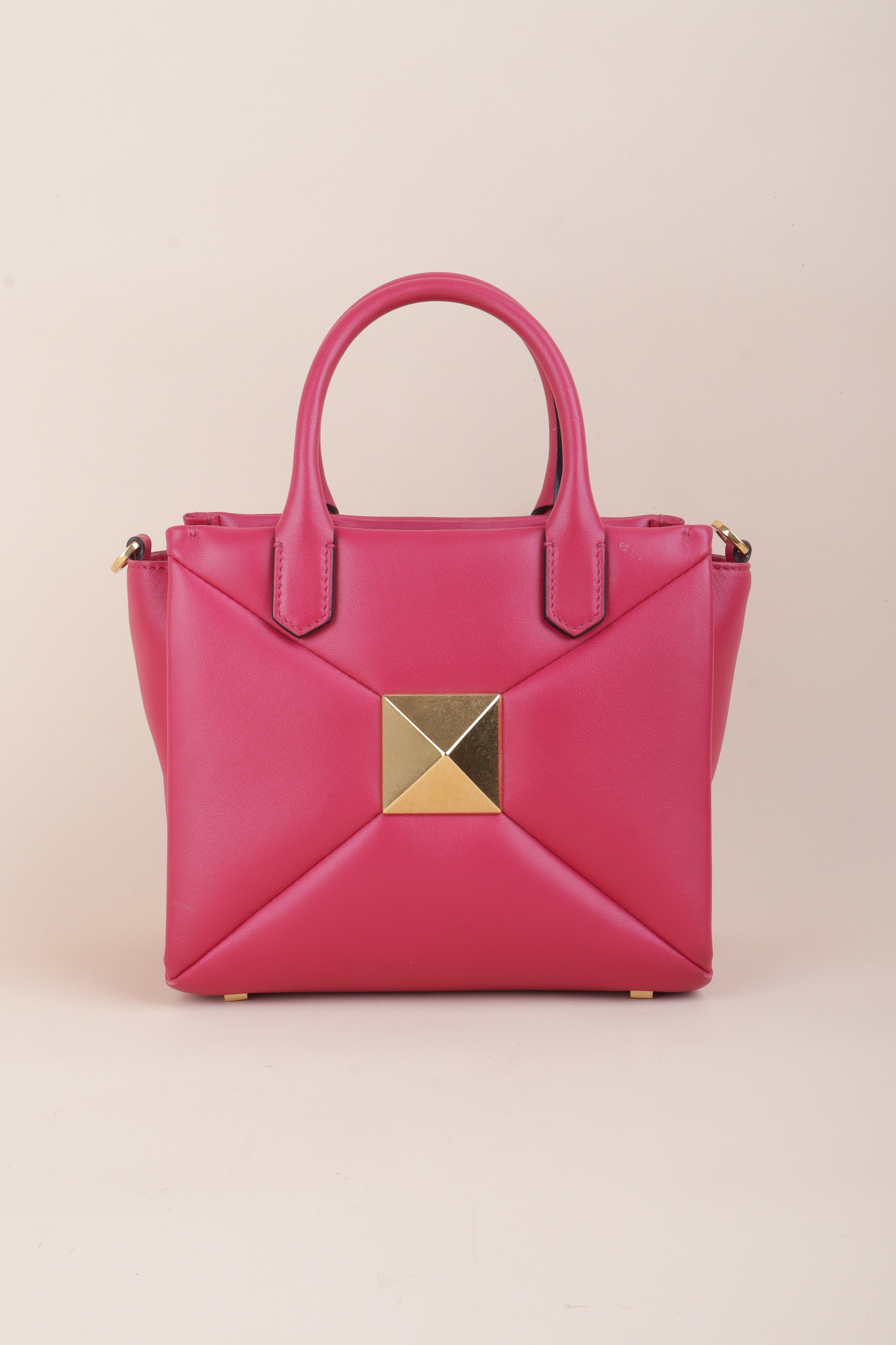 Valentino pink Lambskin Leather One Stud Crossbody Tote Bag