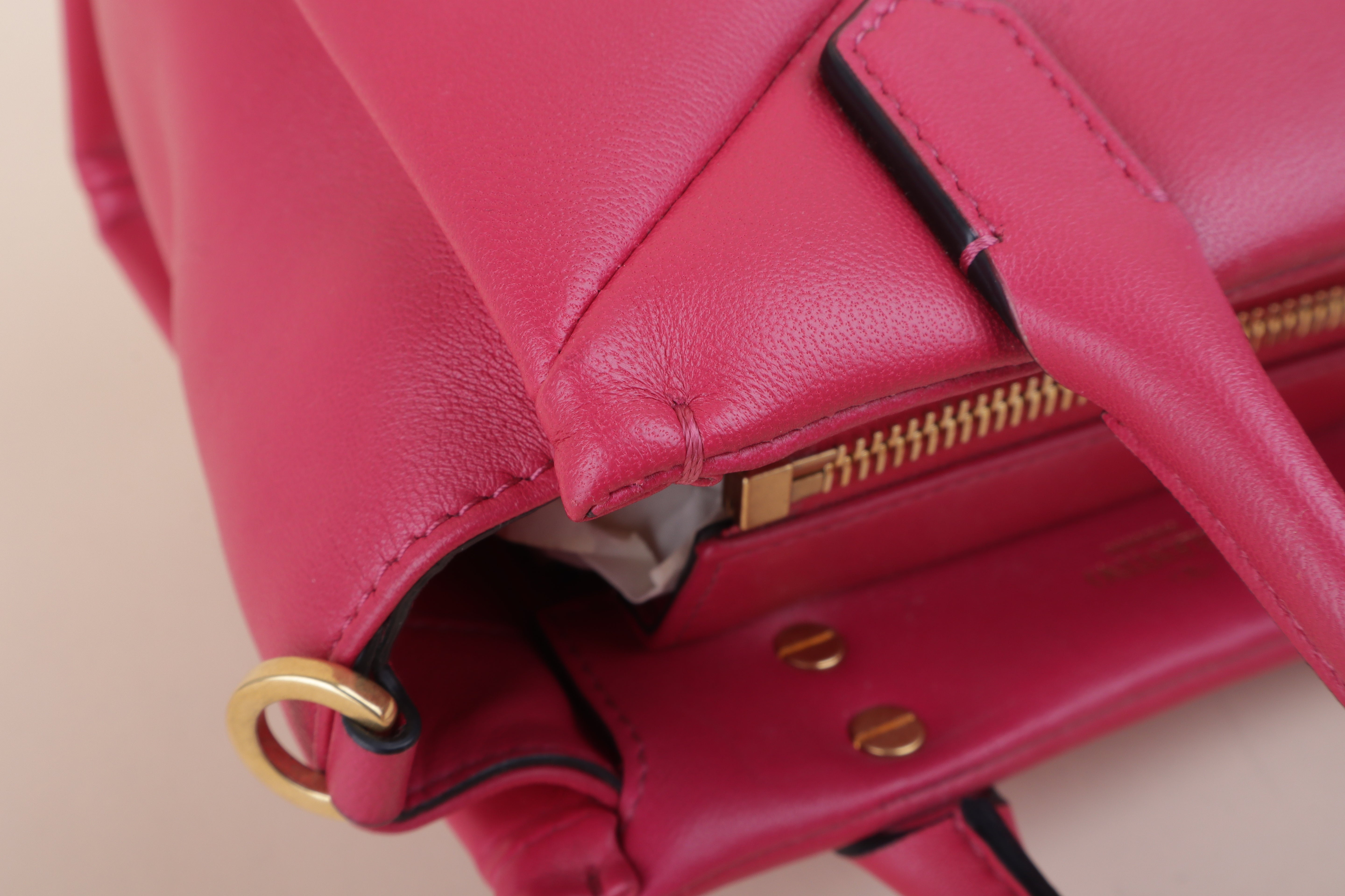 Valentino pink Lambskin Leather One Stud Crossbody Tote Bag