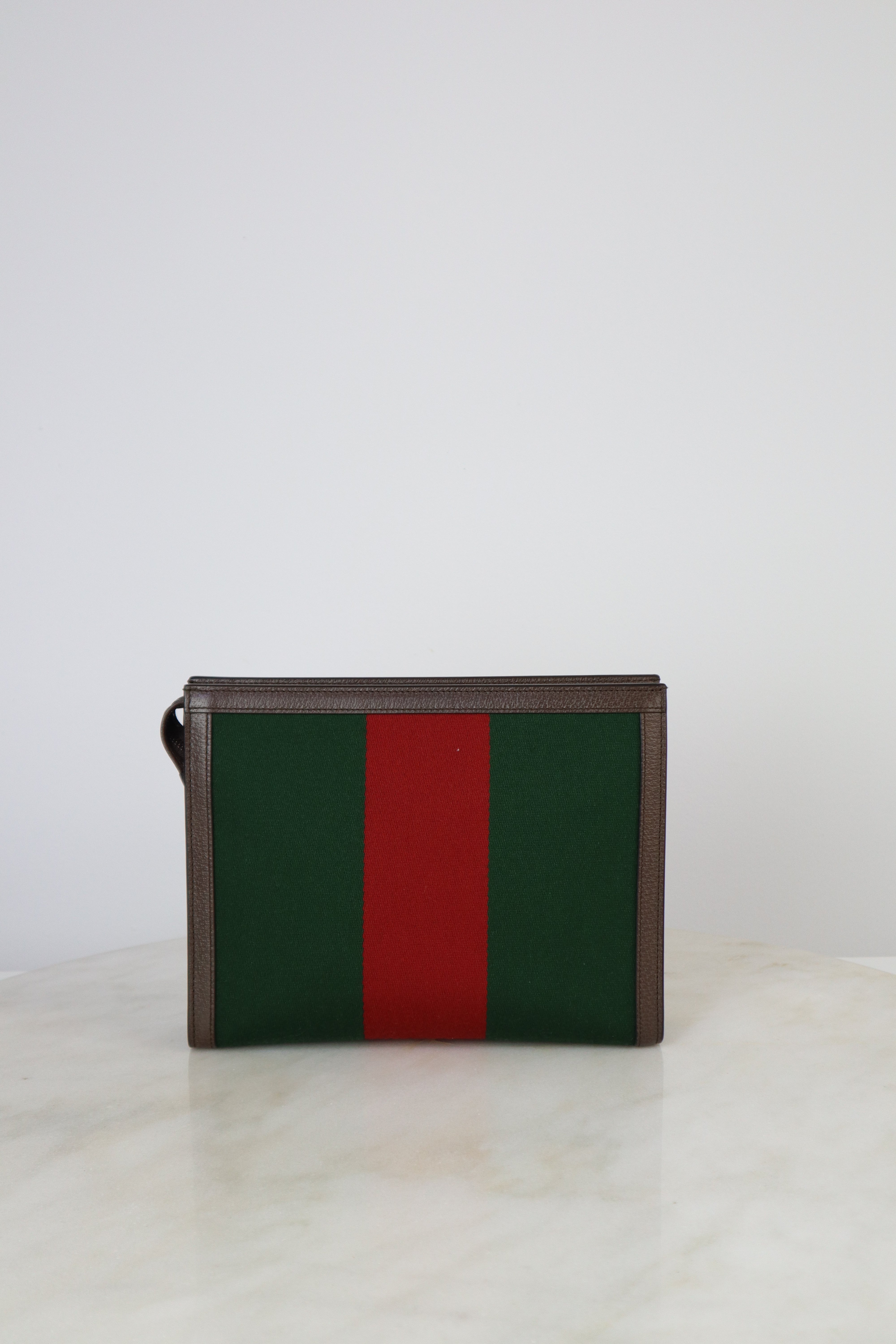 Gucci Brown Web Double G Beauty GG Ophidia Clutch