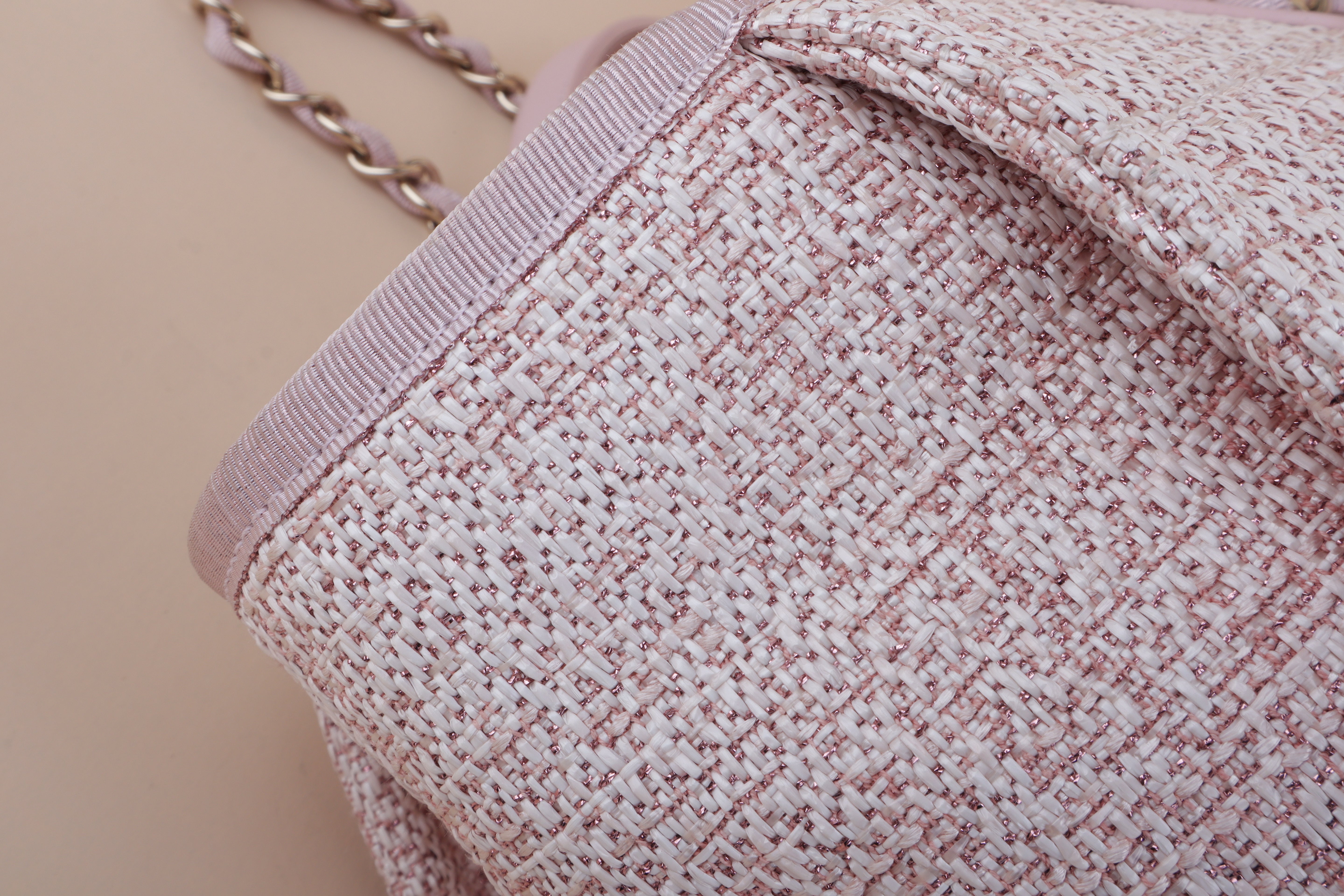Chanel pink Deauville Tote Lurex Boucle Medium Bag