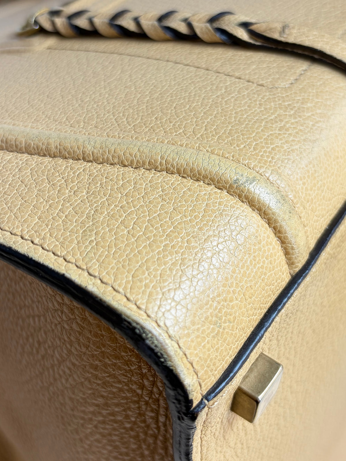 Celine dark beige grain ed calfskin medium phantom luggage tote bag