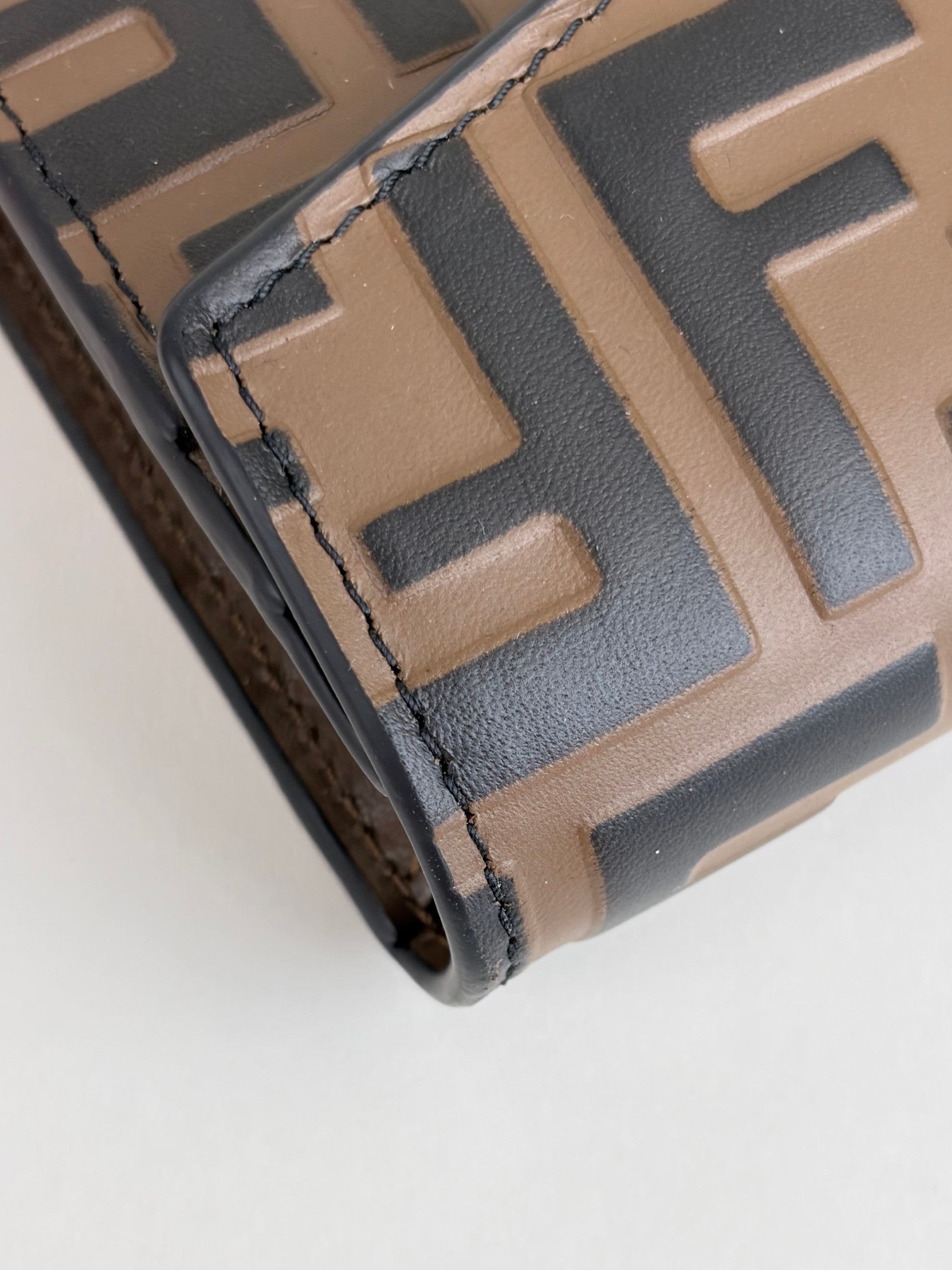 Fendi brown ff-motif embossed leather long wallet