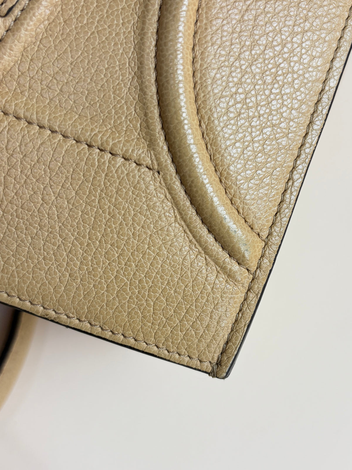 Celine dark beige grain ed calfskin medium phantom luggage tote bag
