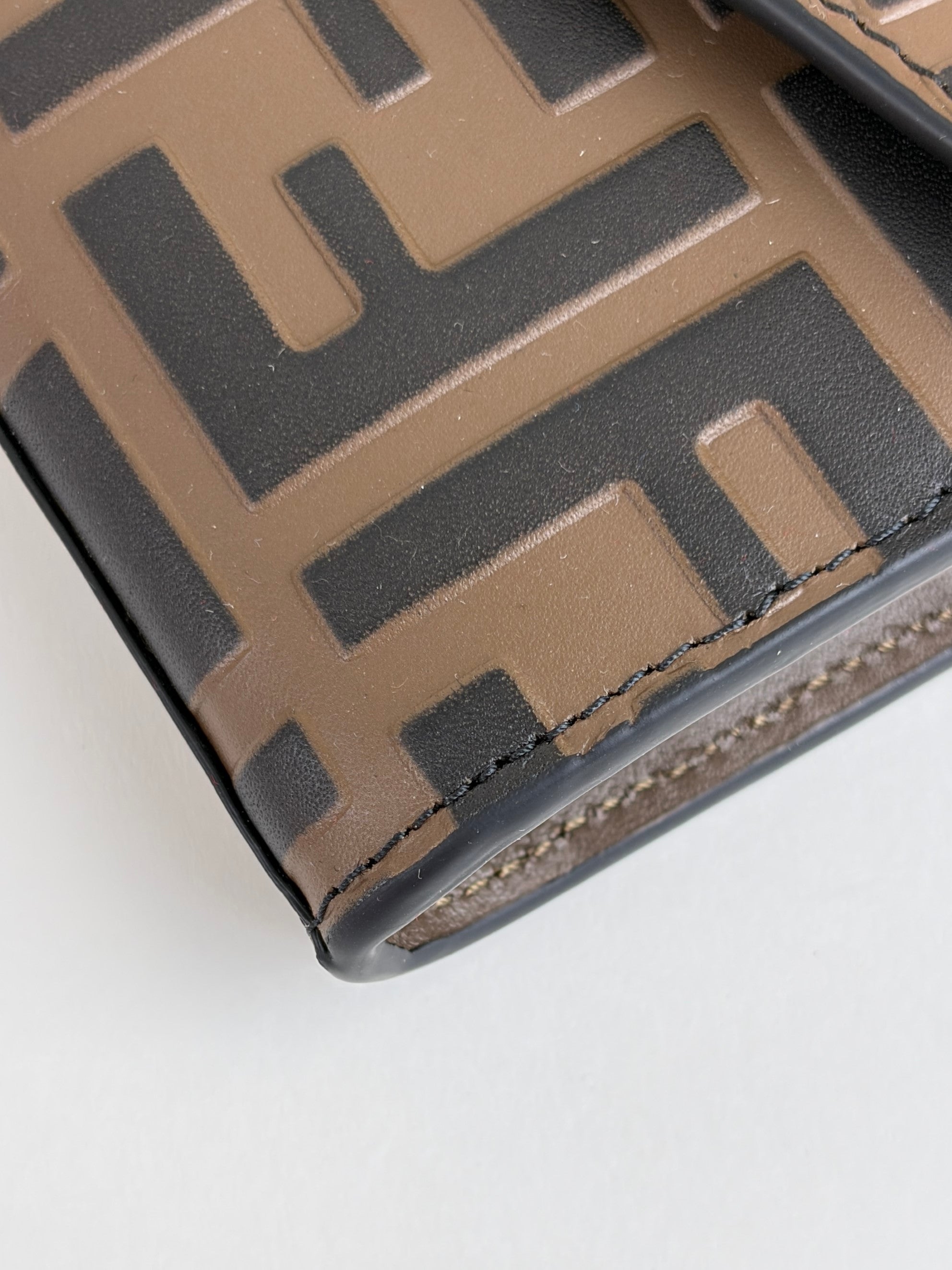 Fendi brown ff-motif embossed leather long wallet