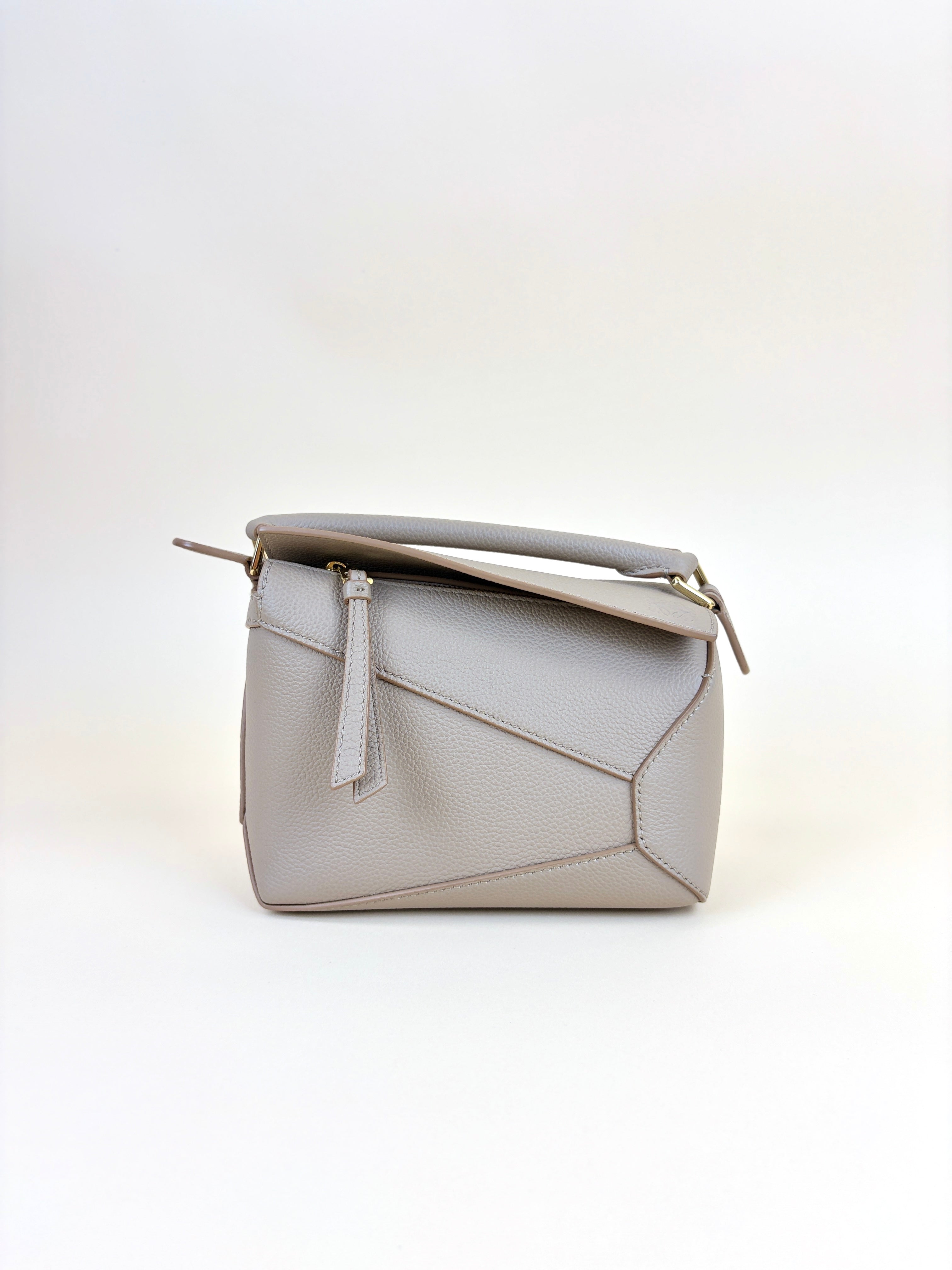 Loewe clay soft grained calfskin miniPuzzle Edge Bag