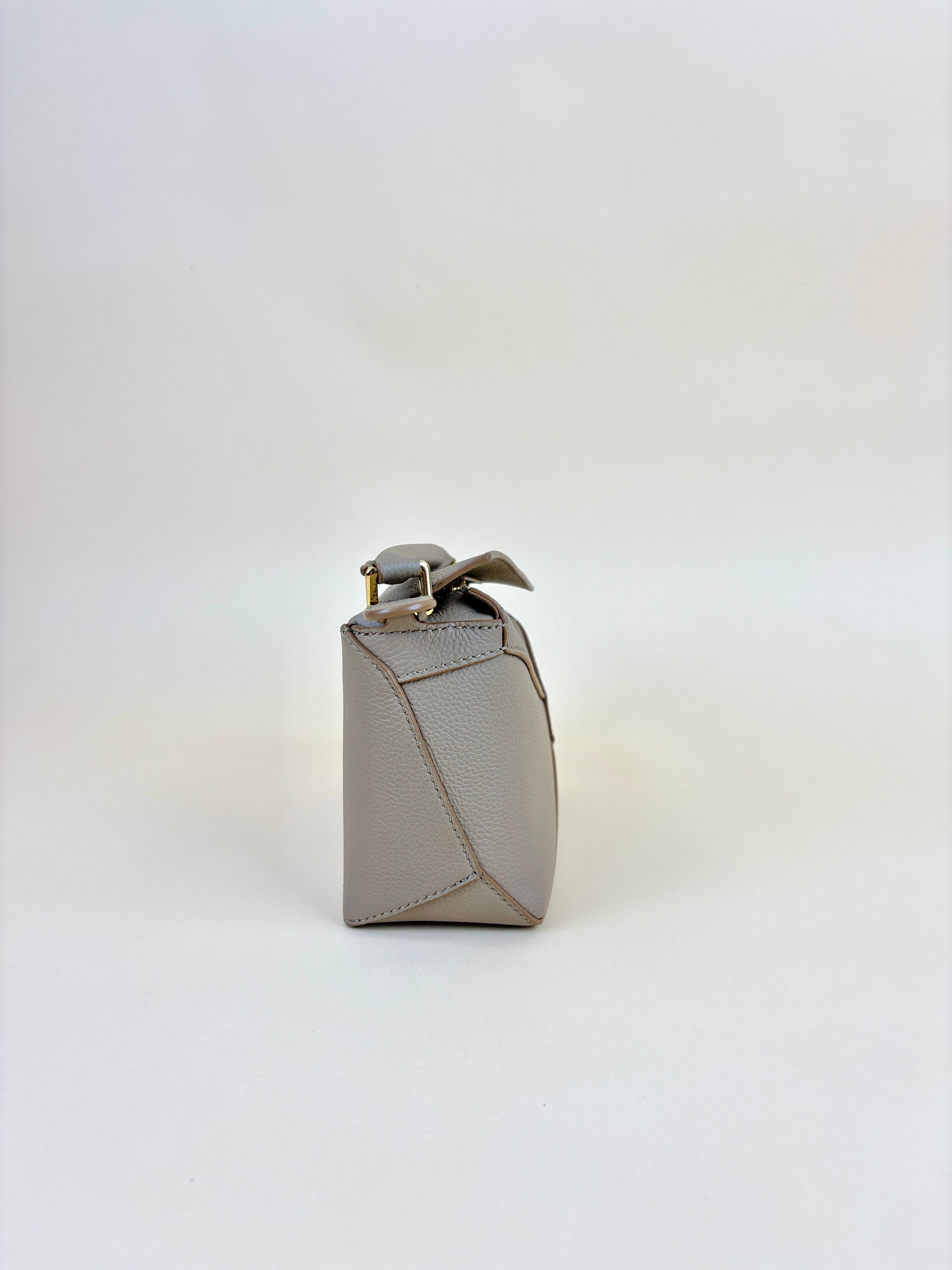 Loewe clay soft grained calfskin miniPuzzle Edge Bag