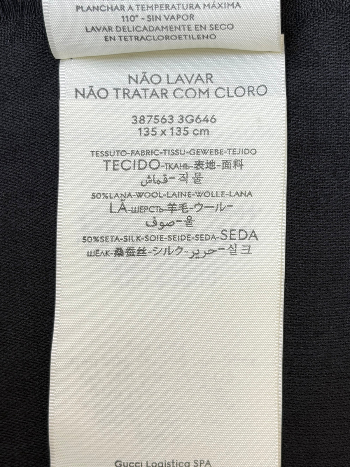 GUCCI black gg jaquard silk wool shawl