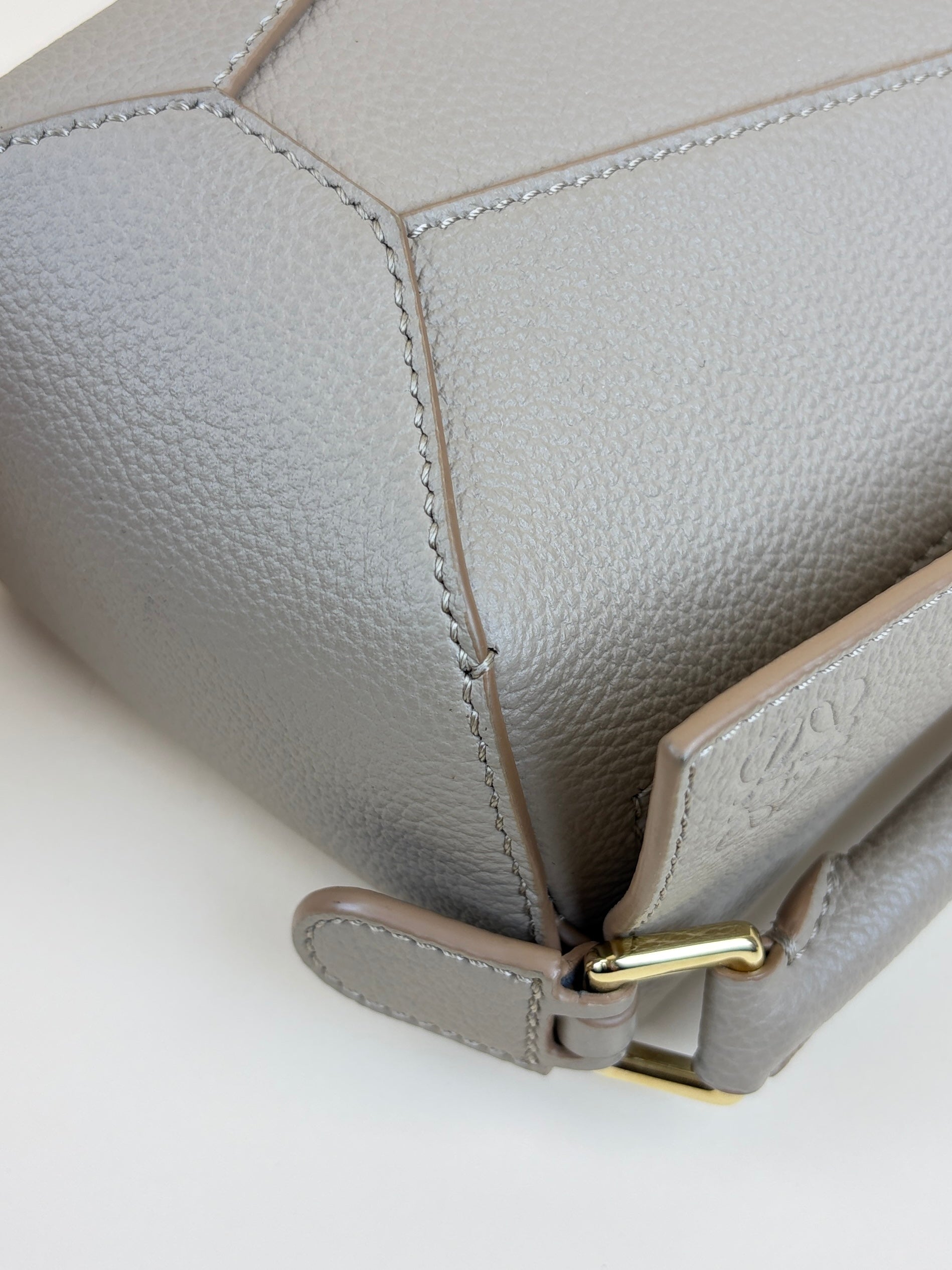 Loewe clay soft grained calfskin miniPuzzle Edge Bag