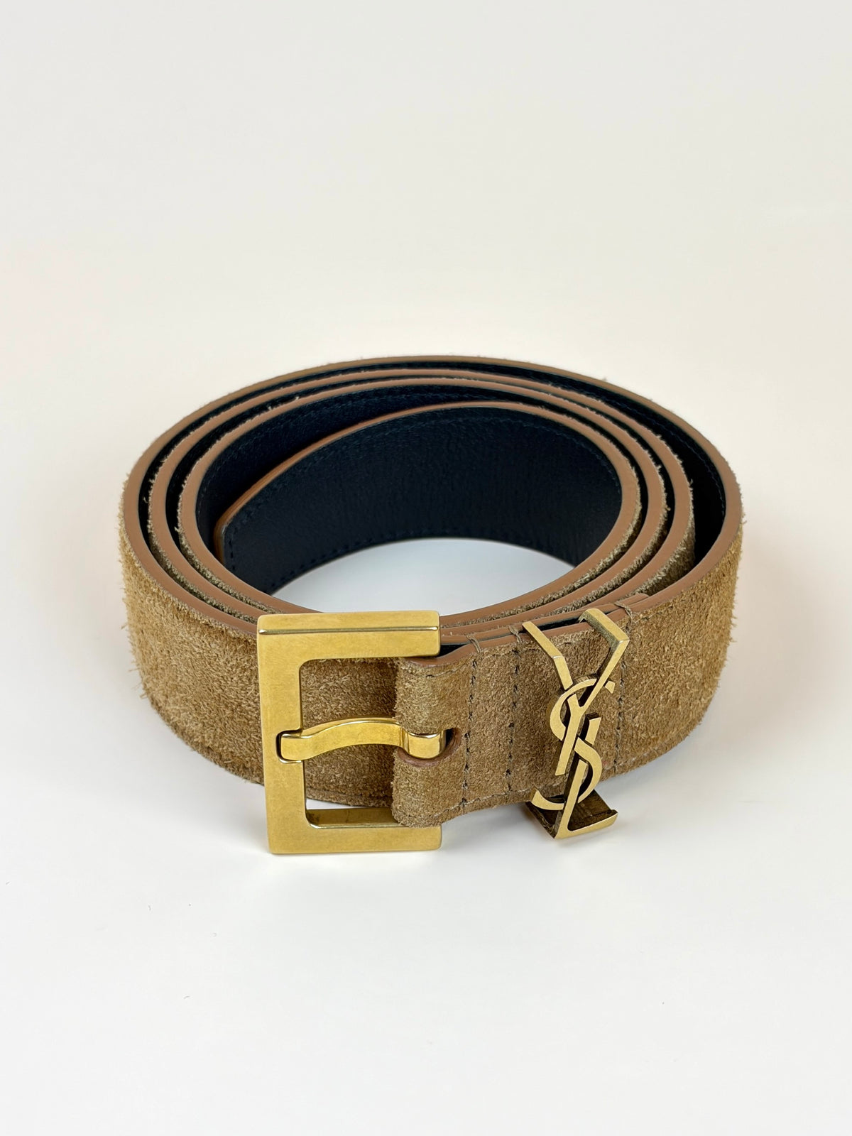 Ysl  caramel  cognac calfskin suede Cassandre Vadim belt