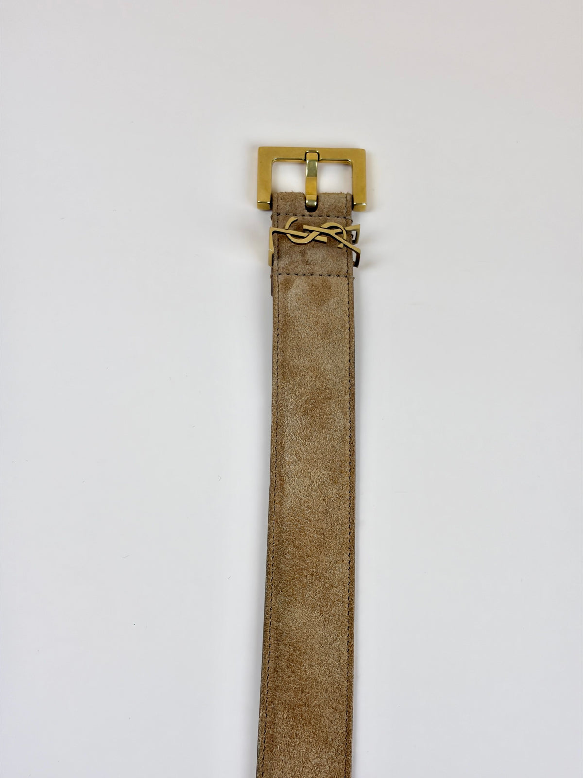 Ysl  caramel  cognac calfskin suede Cassandre Vadim belt