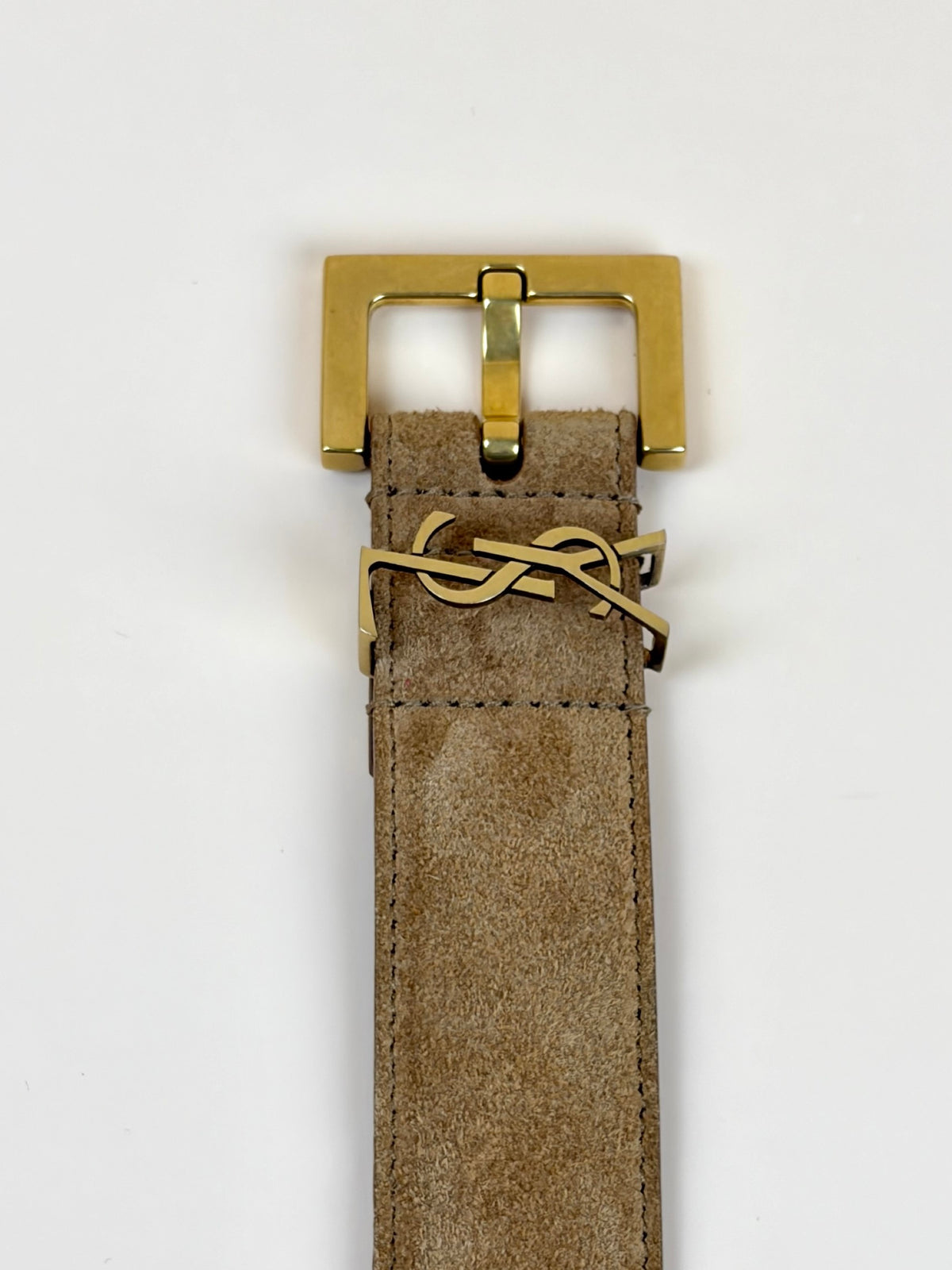 Ysl  caramel  cognac calfskin suede Cassandre Vadim belt