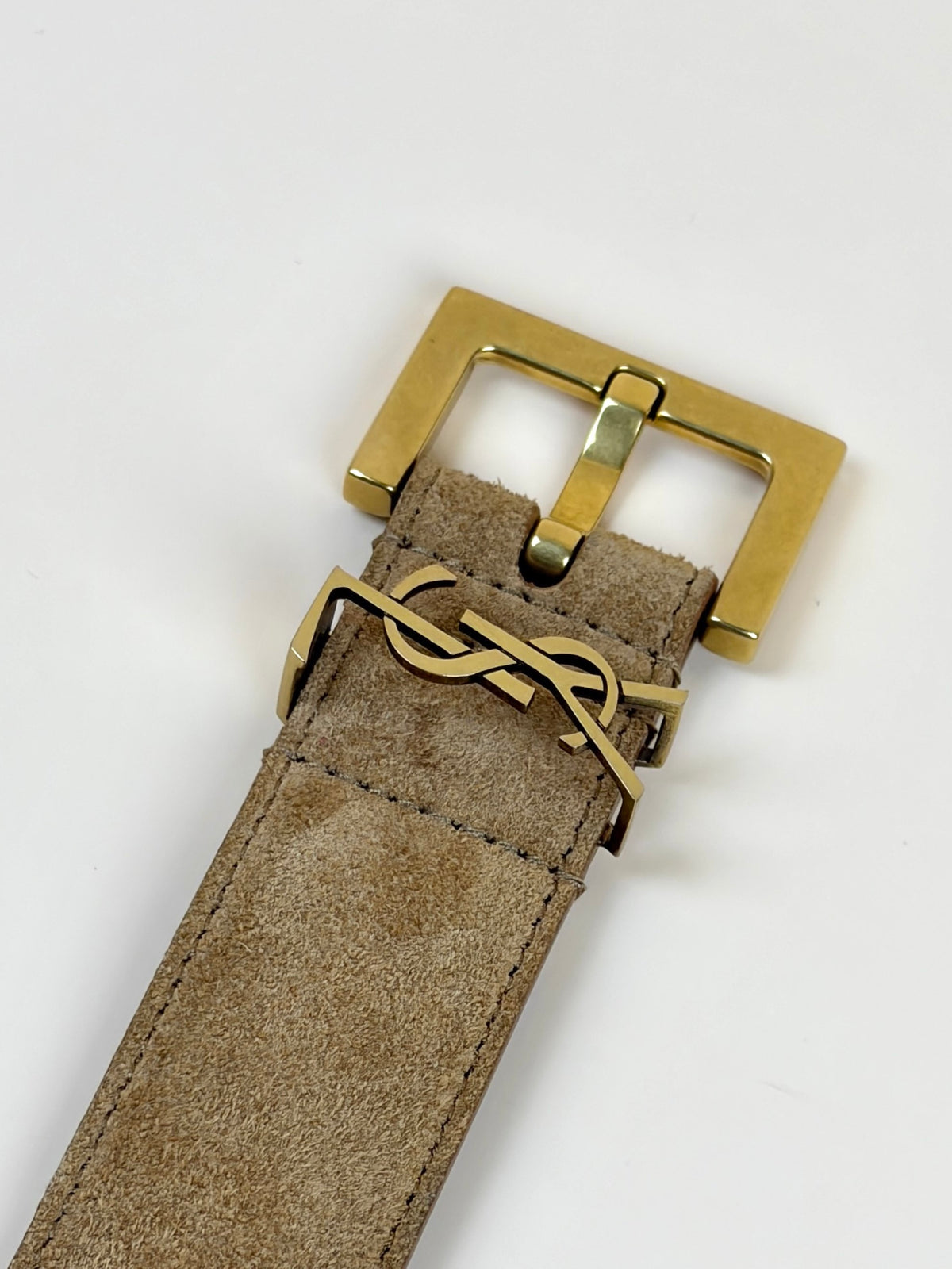 Ysl  caramel  cognac calfskin suede Cassandre Vadim belt