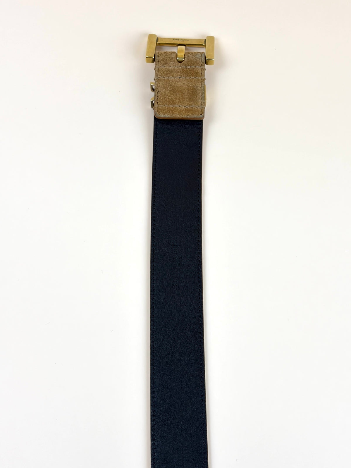 Ysl  caramel  cognac calfskin suede Cassandre Vadim belt
